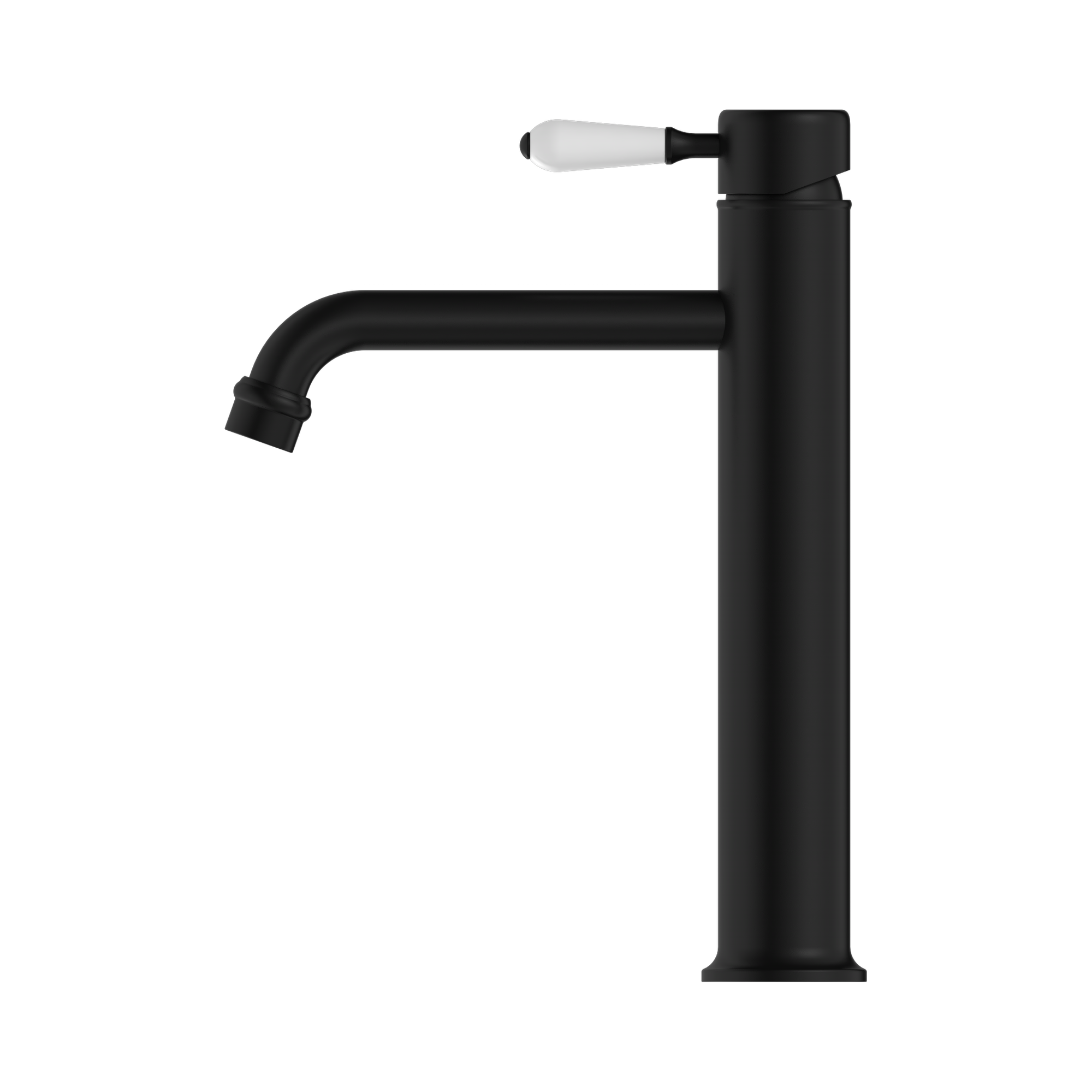 NR692101a01 MB York Straight Tall Basin Mixer With White Porcelain Lever Matte Black image 3
