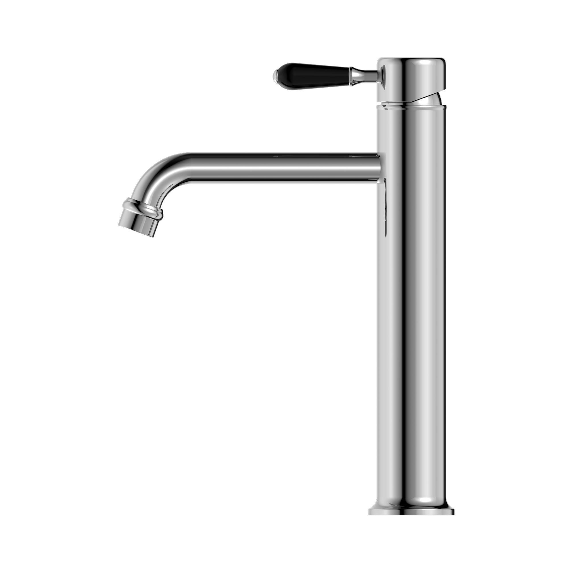 NR692101a03 CH York Straight Tall Basin Mixer With Black Porcelain Lever Chrome image 3