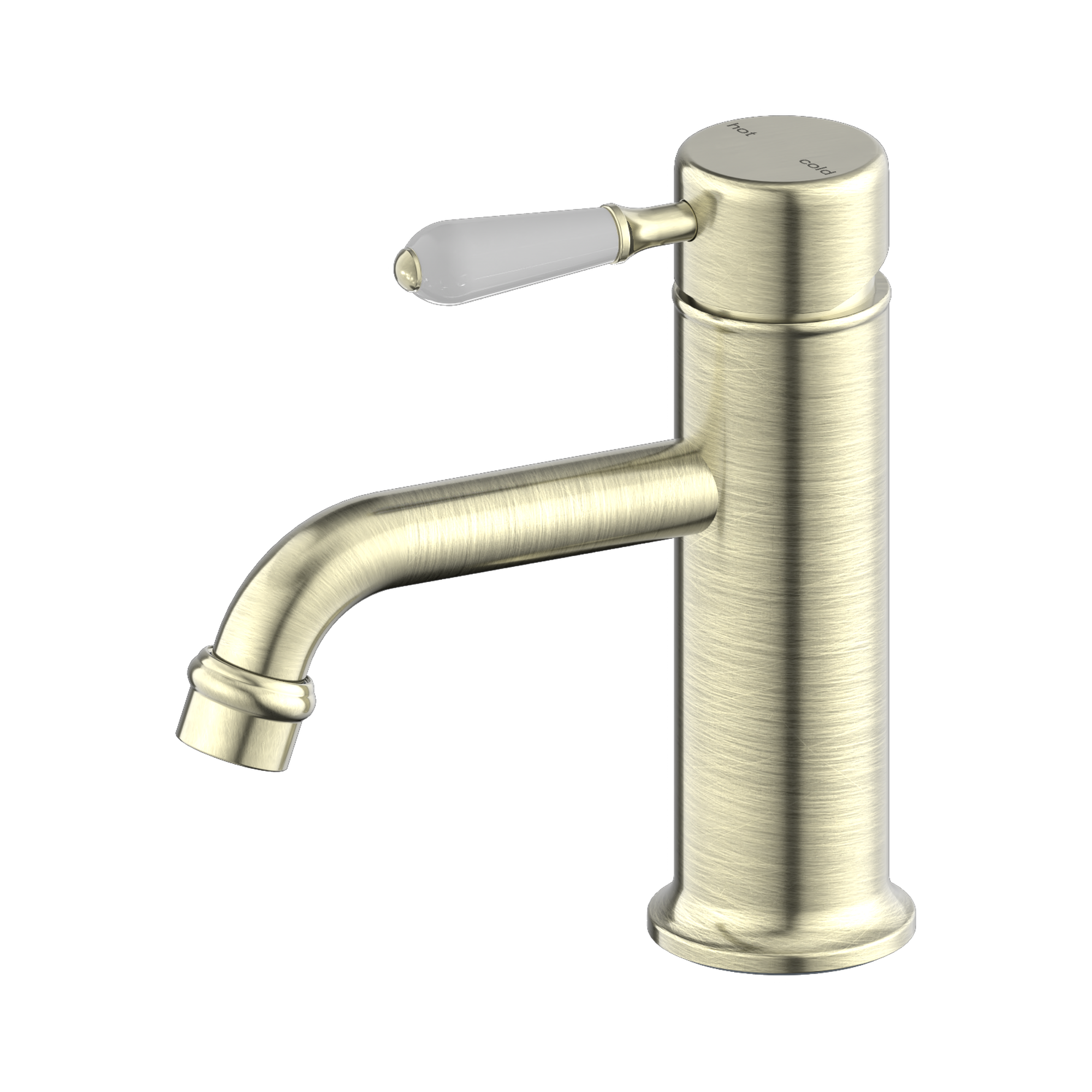 NR692101b01 AB York Straight Basin Mixer With White Porcelain Lever Aged Brass image 1