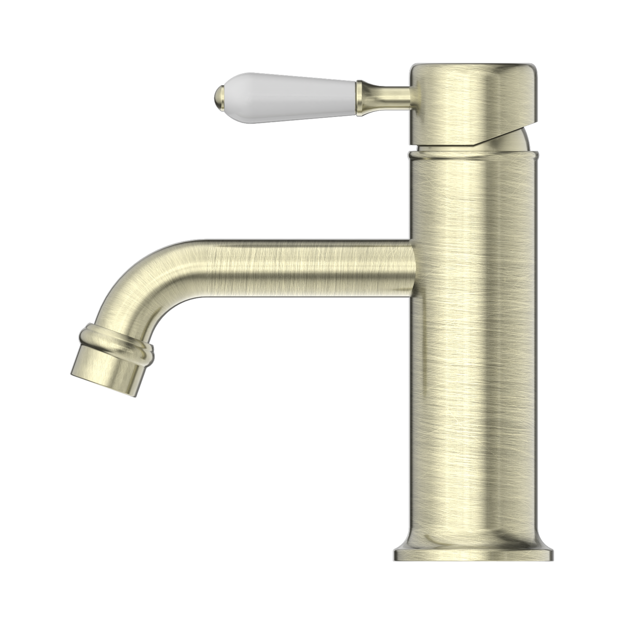 NR692101b01 AB York Straight Basin Mixer With White Porcelain Lever Aged Brass image 2