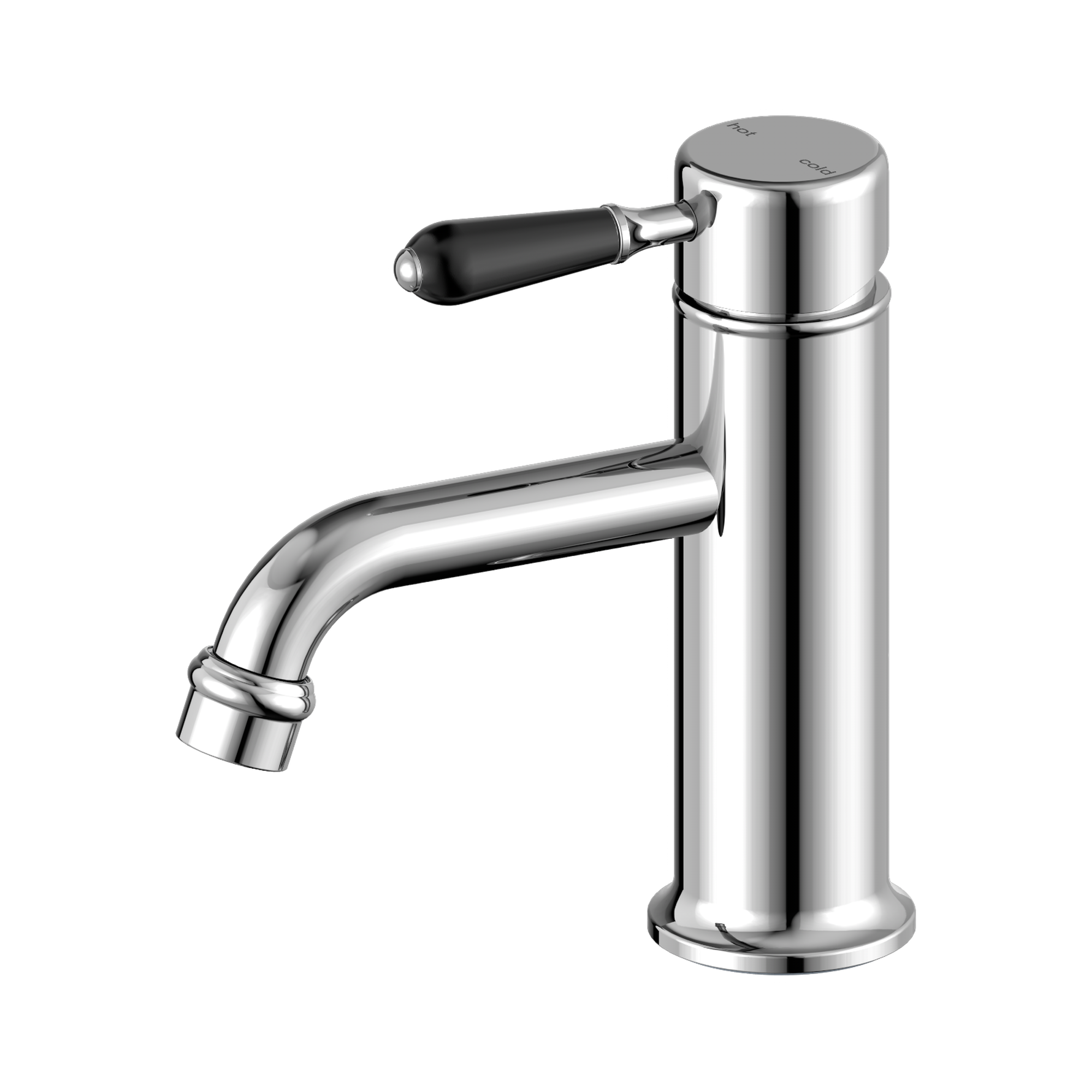 NR692101b03 CH York Straight Basin Mixer With Black Porcelain Lever Chrome image 1
