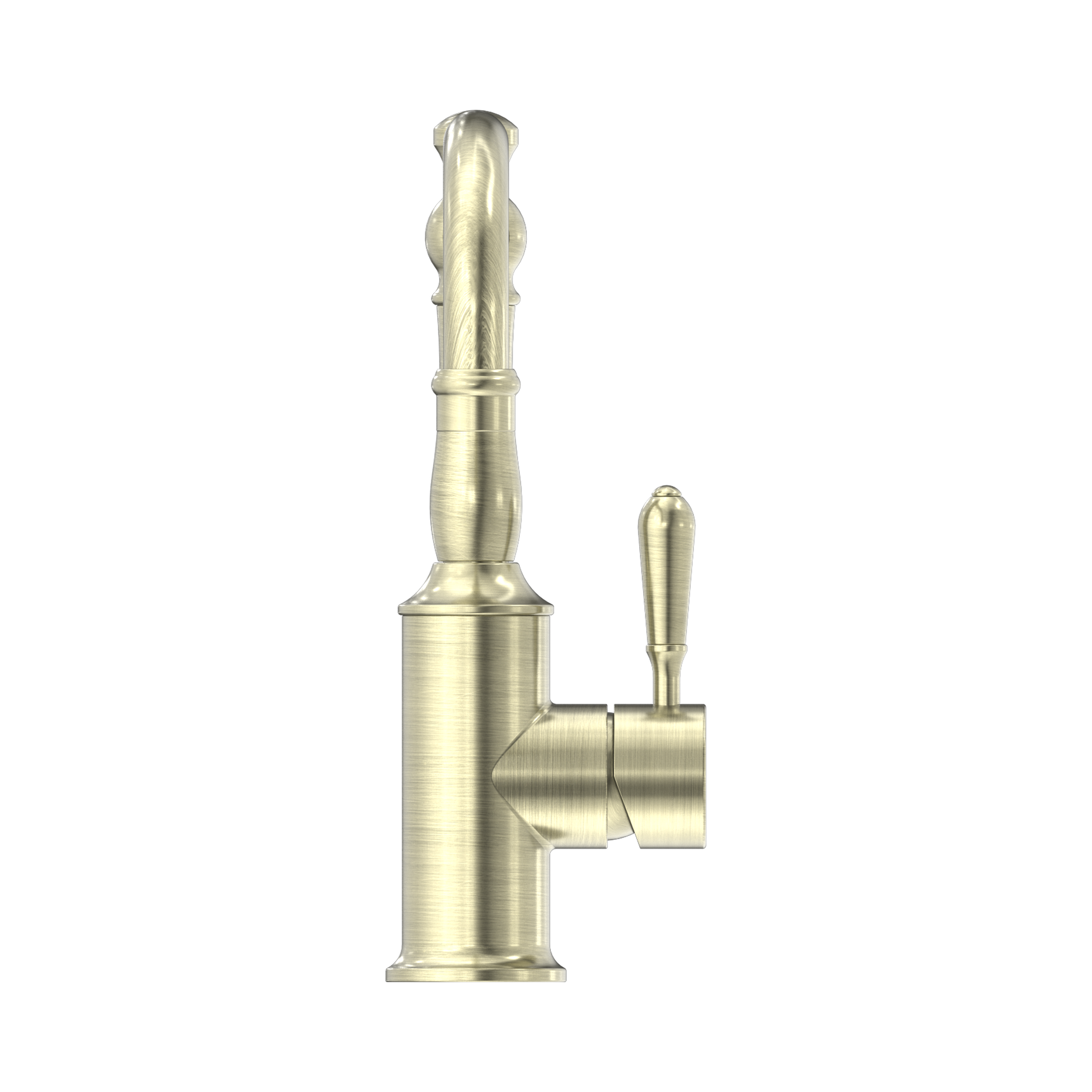 NR69210202 AB York Basin Mixer Hook Spout With Metal Lever Aged Brass image 2