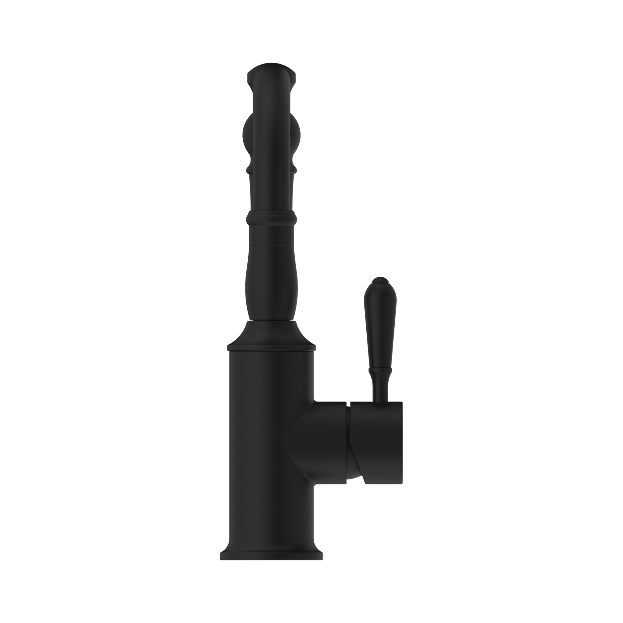 NR69210202 MB York Basin Mixer Hook Spout With Metal Lever Matte Black image 2