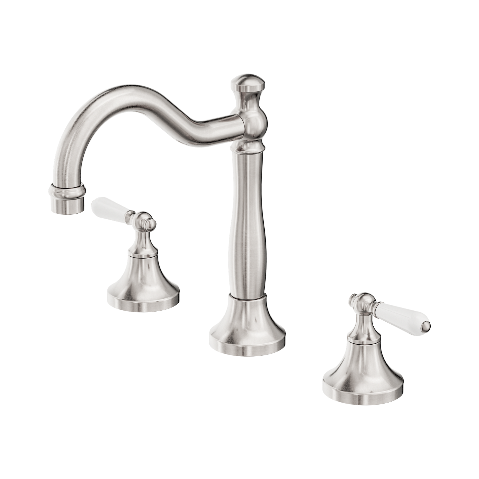 NR692102a01 BN York Basin Set With White Porcelain Lever Brushed Nickel image 1