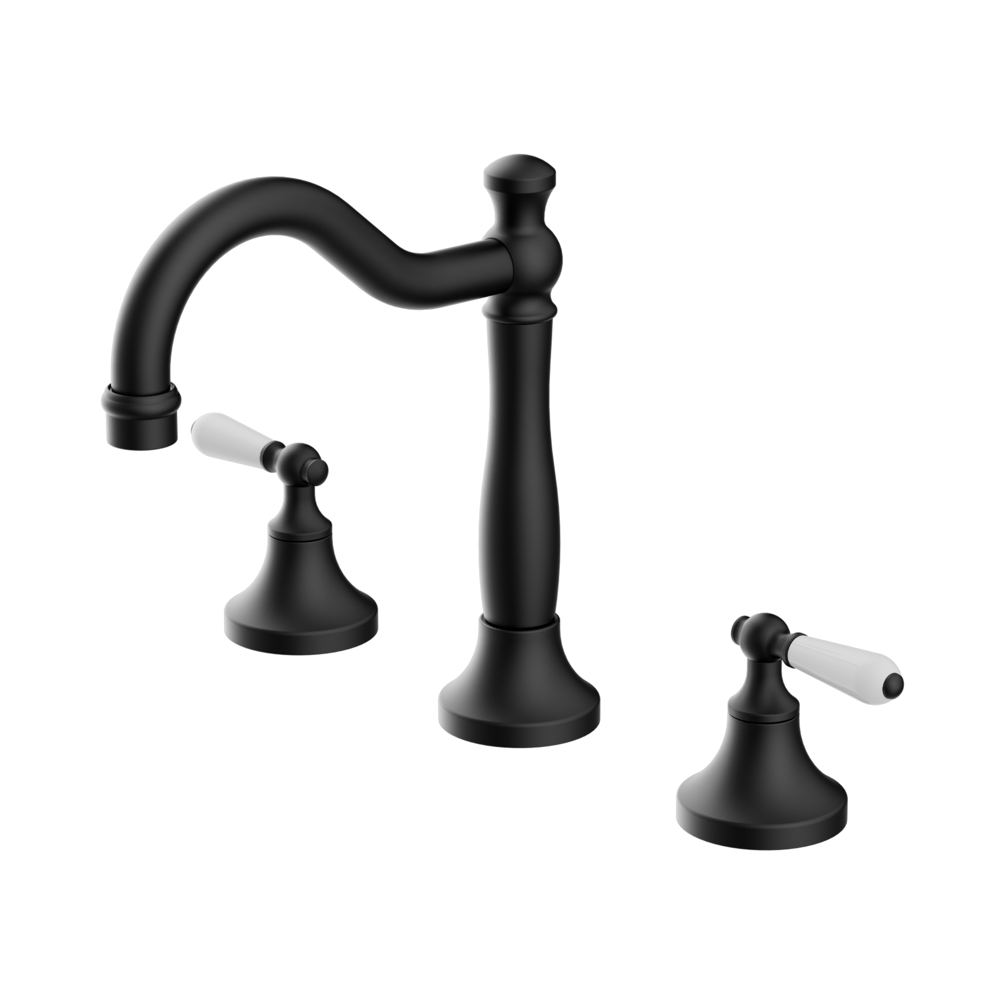 NR692102a01 MB York Basin Set With White Porcelain Lever Matte Black image 1