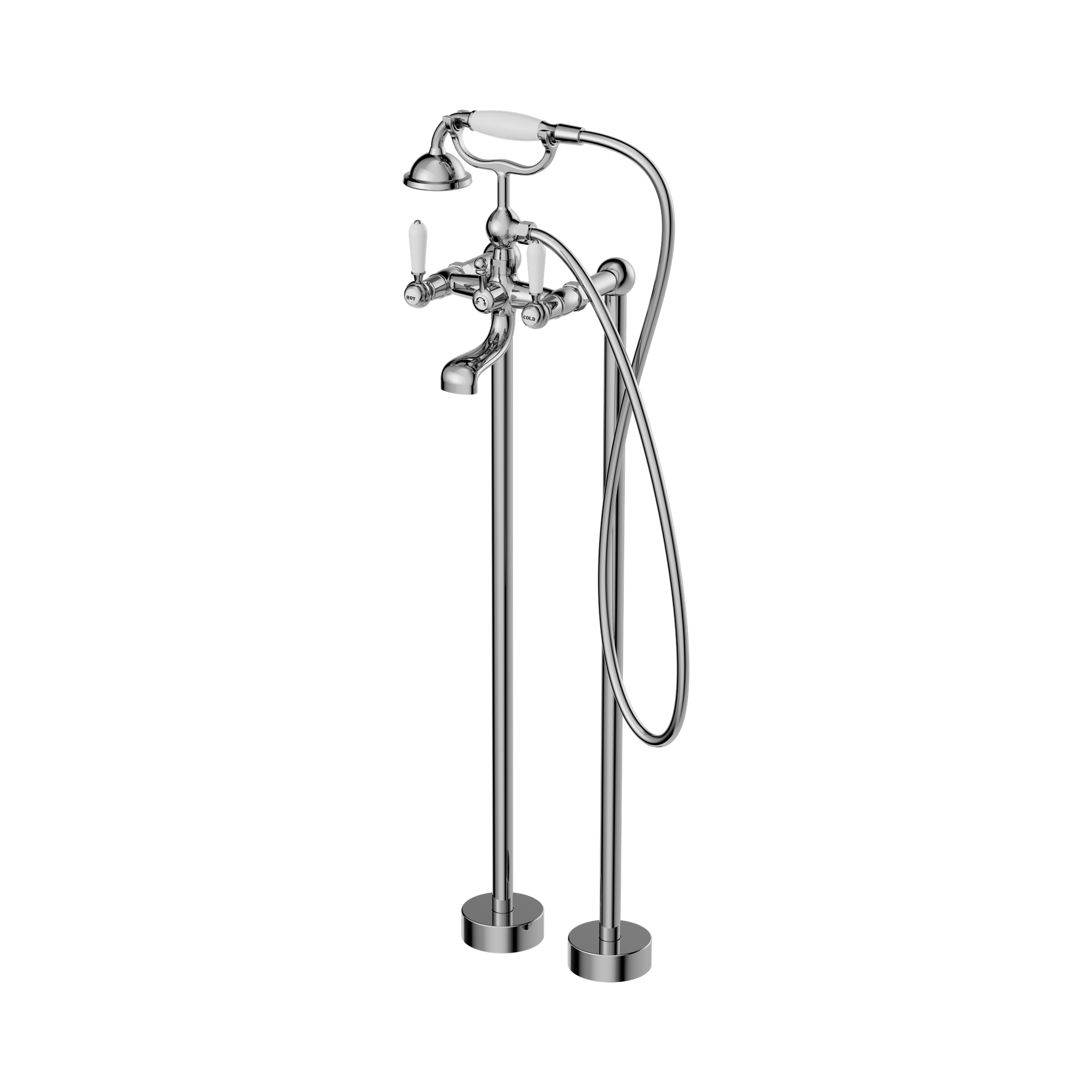 NR692103a01 CH York Freestanding Bath Set With White Porcelain Hand Shower Chrome image 1