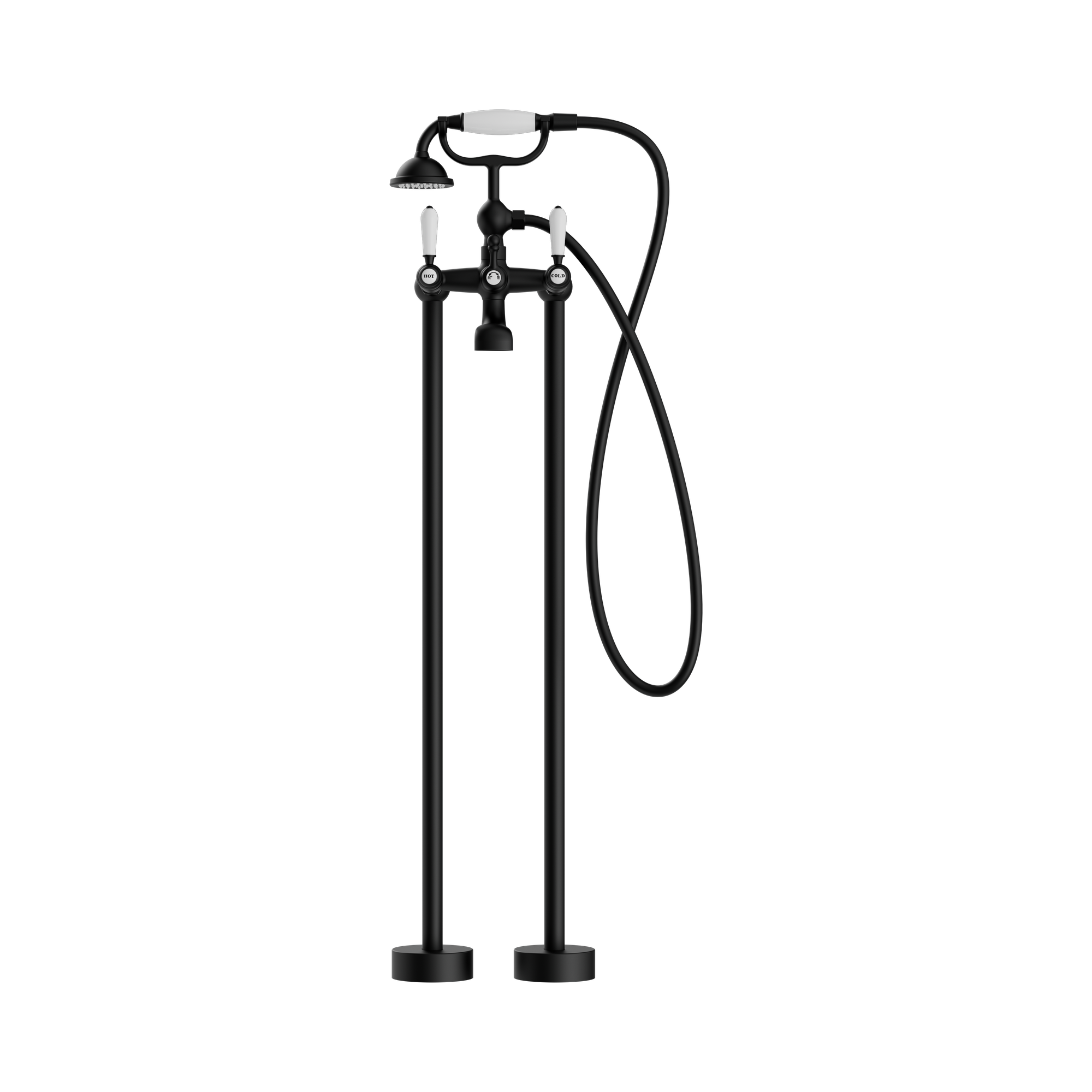 NR692103a01 MB York Freestanding Bath Set With White Porcelain Hand Shower Matte Black image 2
