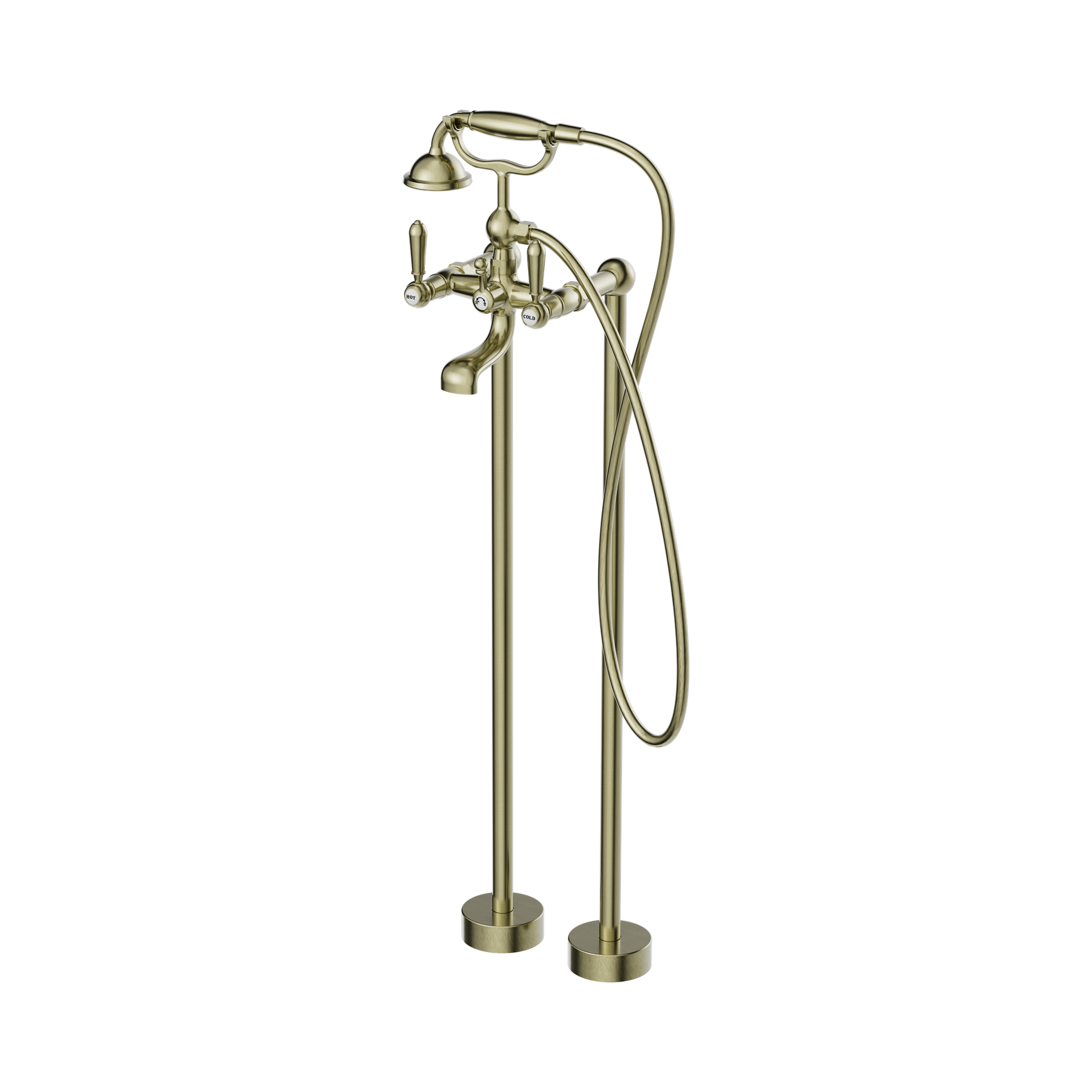 NR692103a02 AB York Freestanding Bath Set With Metal Hand Shower Aged Brass image 1