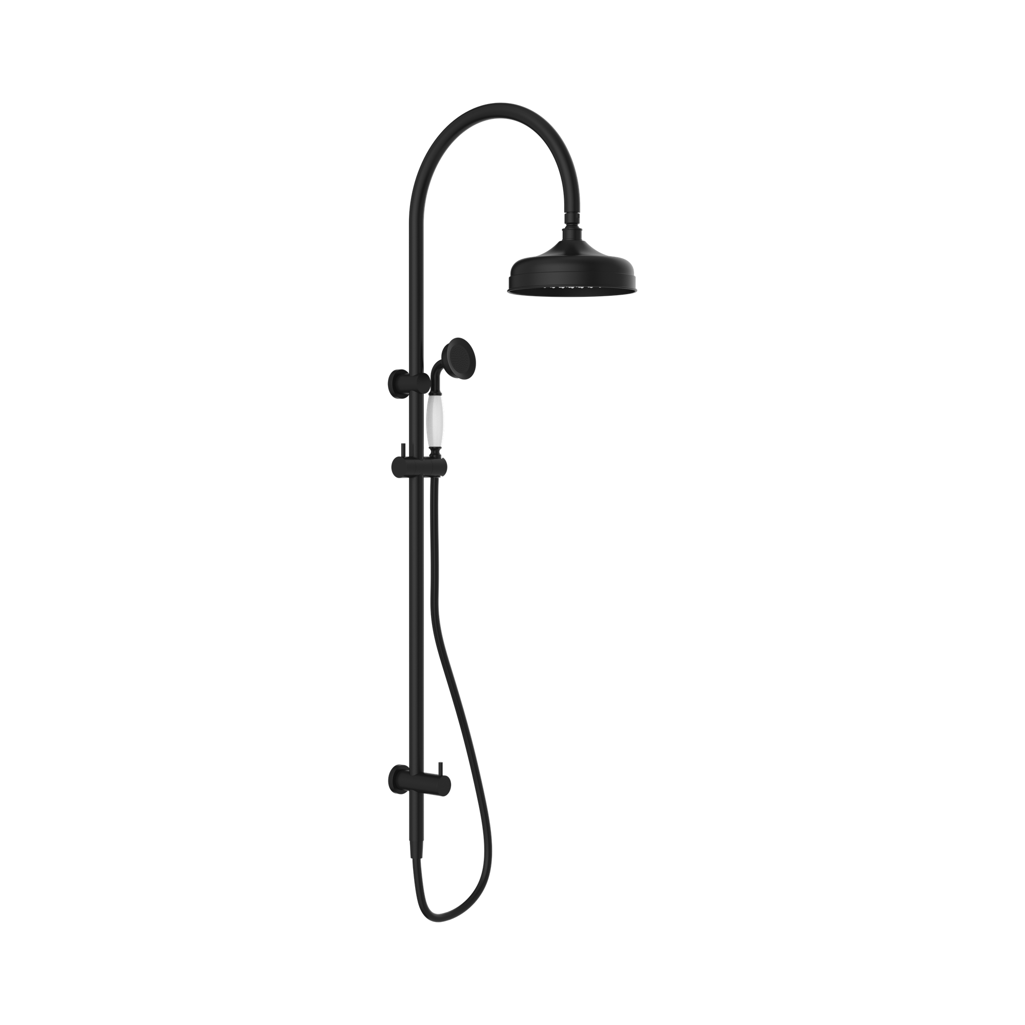 NR69210501 MB York Twin Shower With White Porcelain Hand Shower Matte Black image 1
