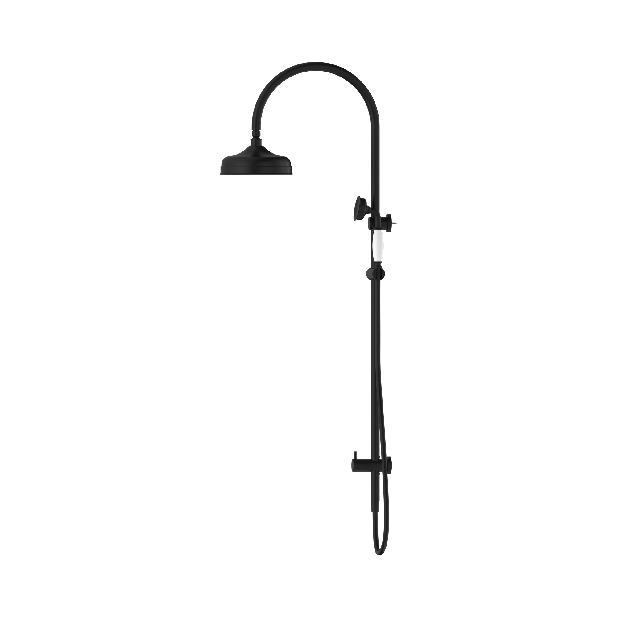 NR69210501 MB York Twin Shower With White Porcelain Hand Shower Matte Black image 3