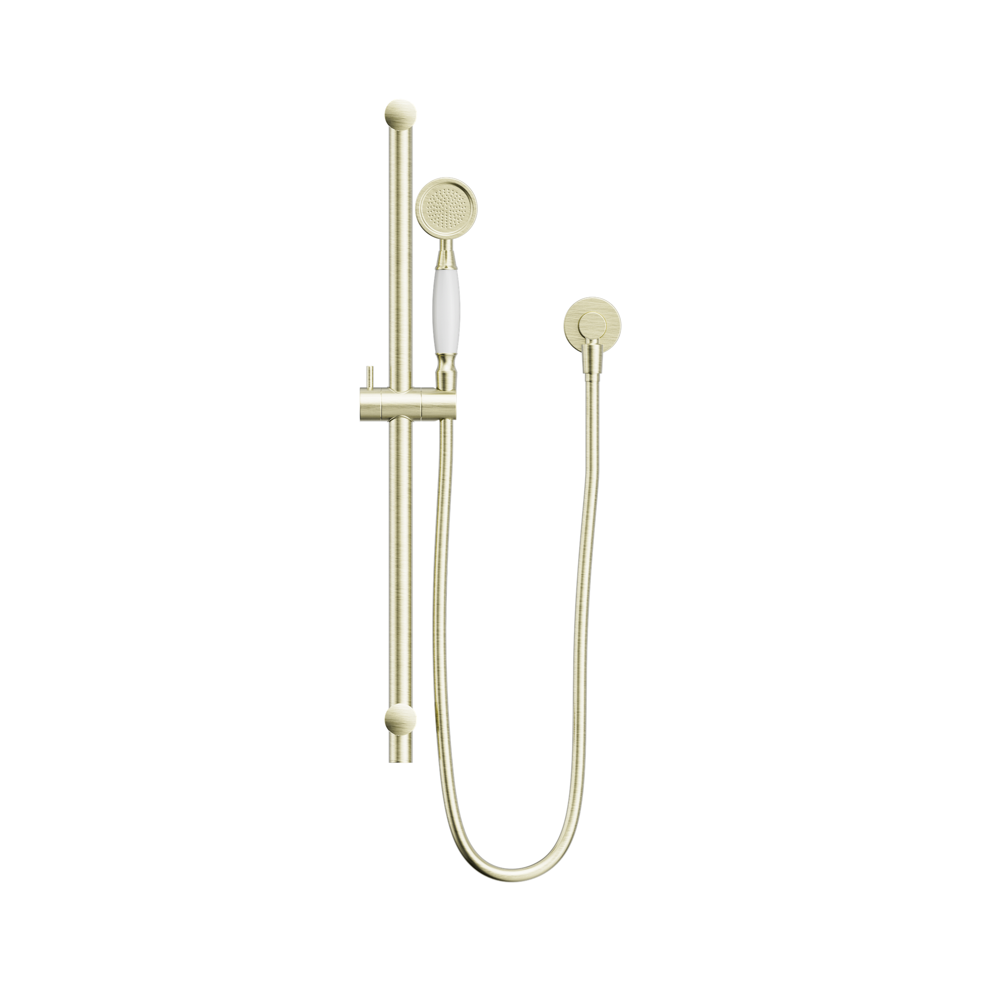 NR692105a01 AB York Shower Rail With White Porcelain Hand Shower Aged Brass image 2