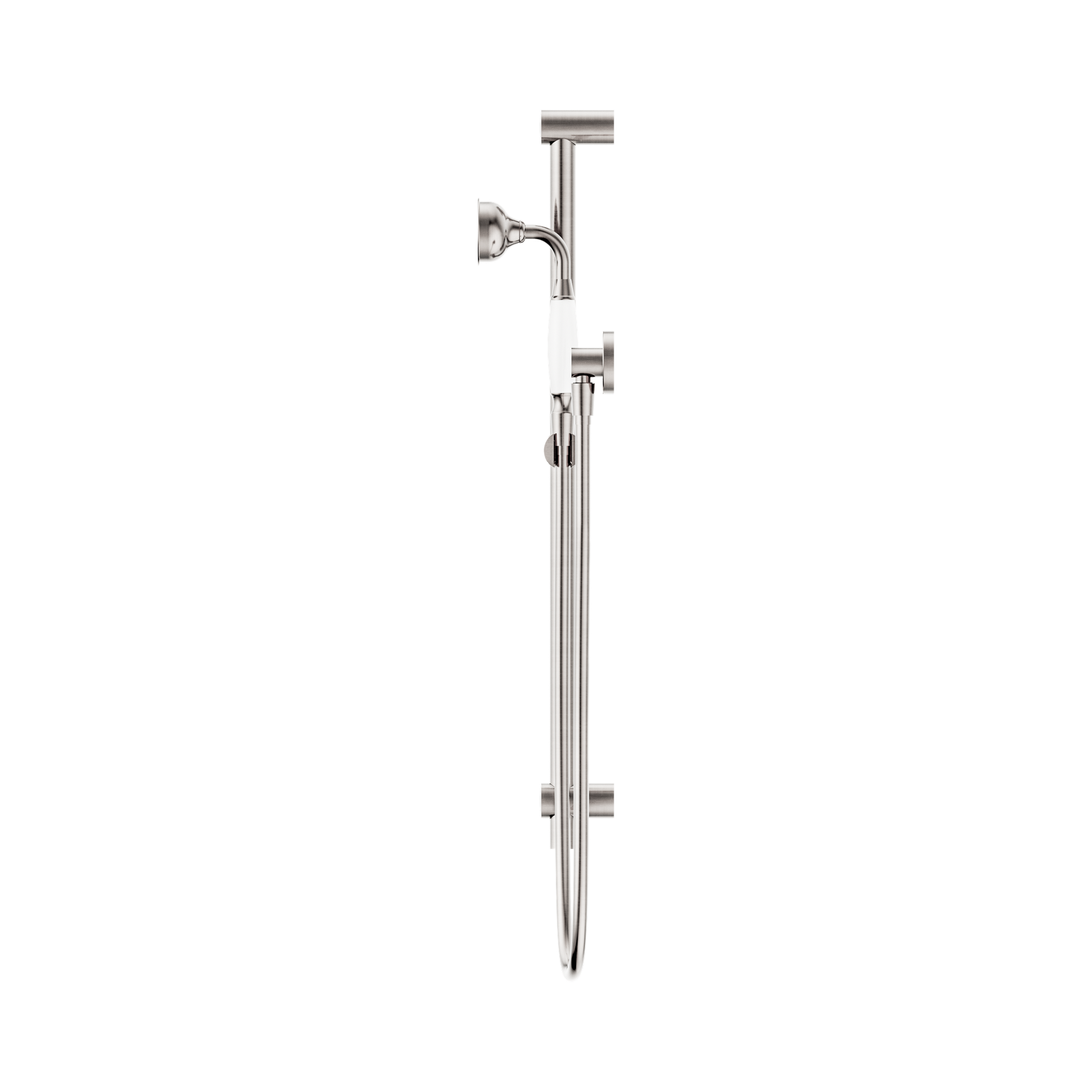 NR692105a01 BN York Shower Rail With White Porcelain Hand Shower Brushed Nickel image 3