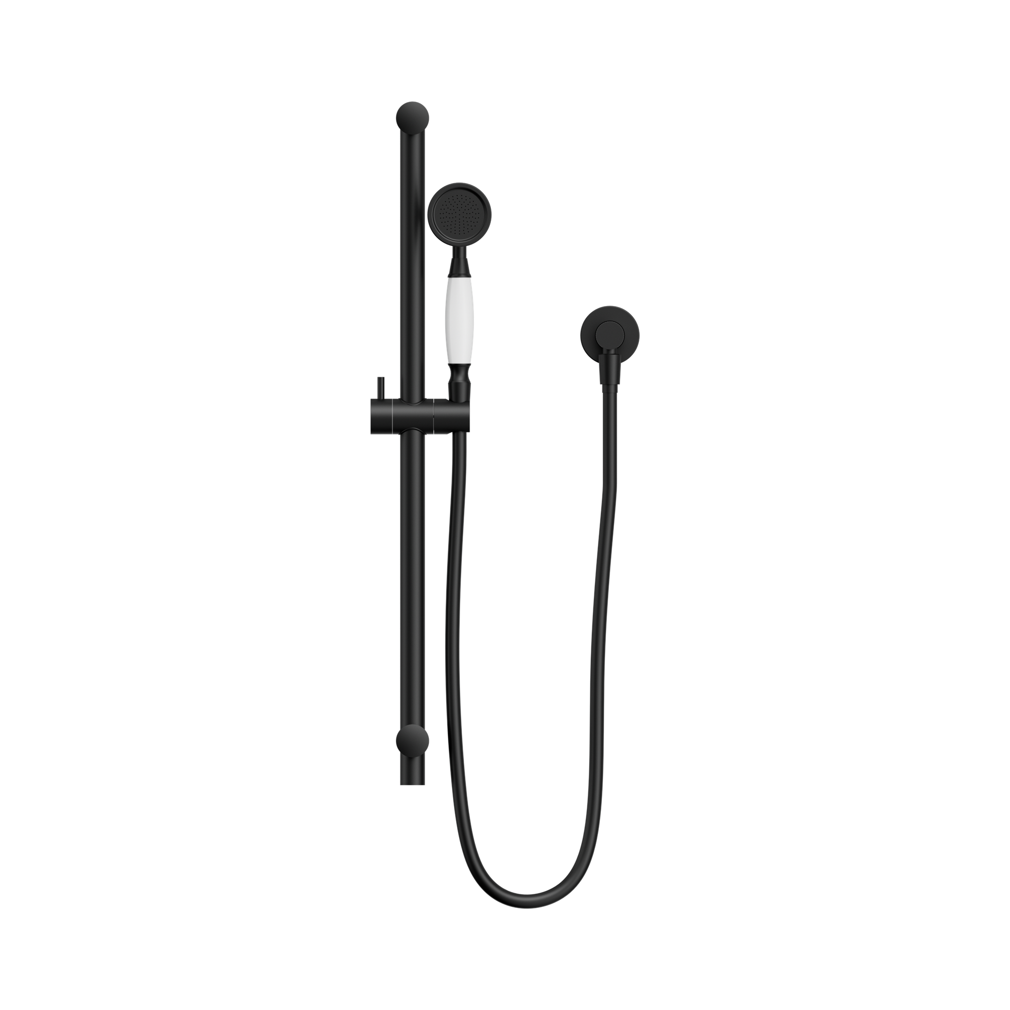 NR692105a01 MB York Shower Rail With White Porcelain Hand Shower Matte Black image 2