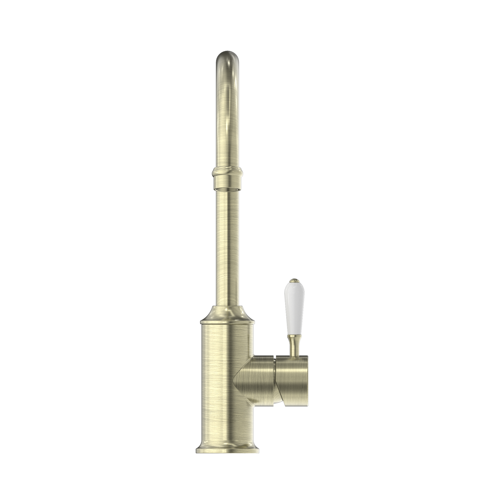 NR69210601 AB York Kitchen Mixer Gooseneck Spout With White Porcelain Lever Aged Brass image 2