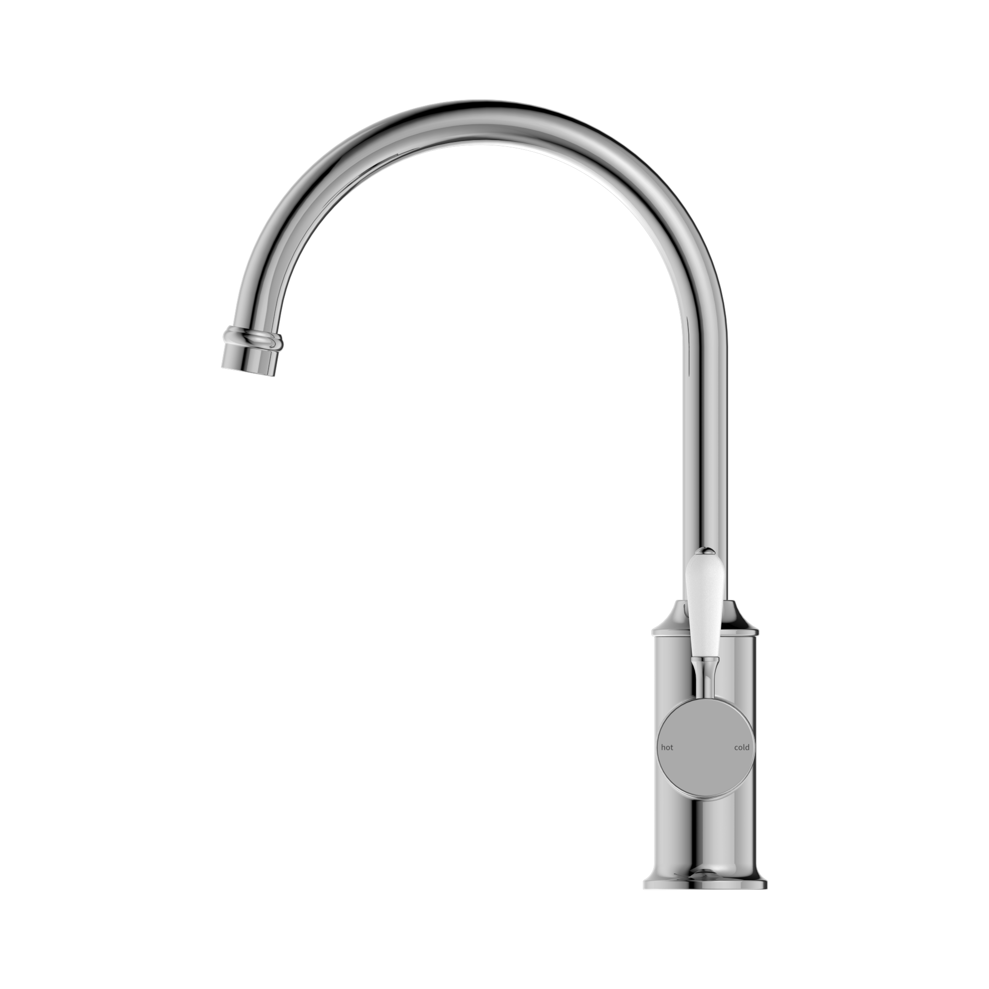 NR69210601 CH York Kitchen Mixer Gooseneck Spout With White Porcelain Lever Chrome image 3
