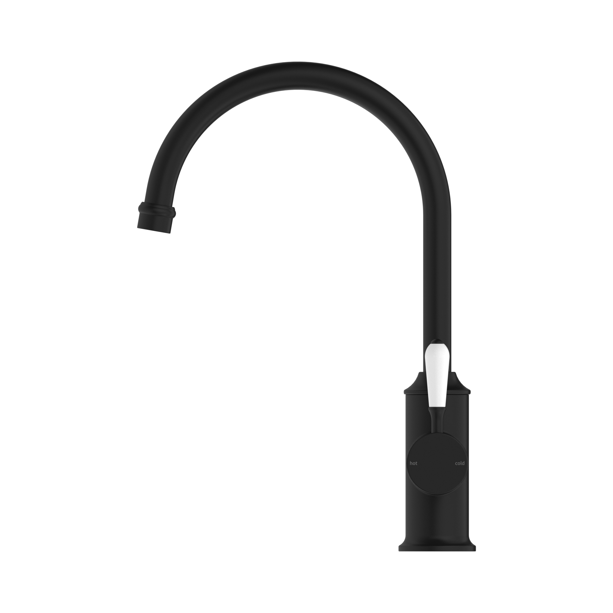NR69210601 MB York Kitchen Mixer Gooseneck Spout With White Porcelain Lever Matte Black image 3