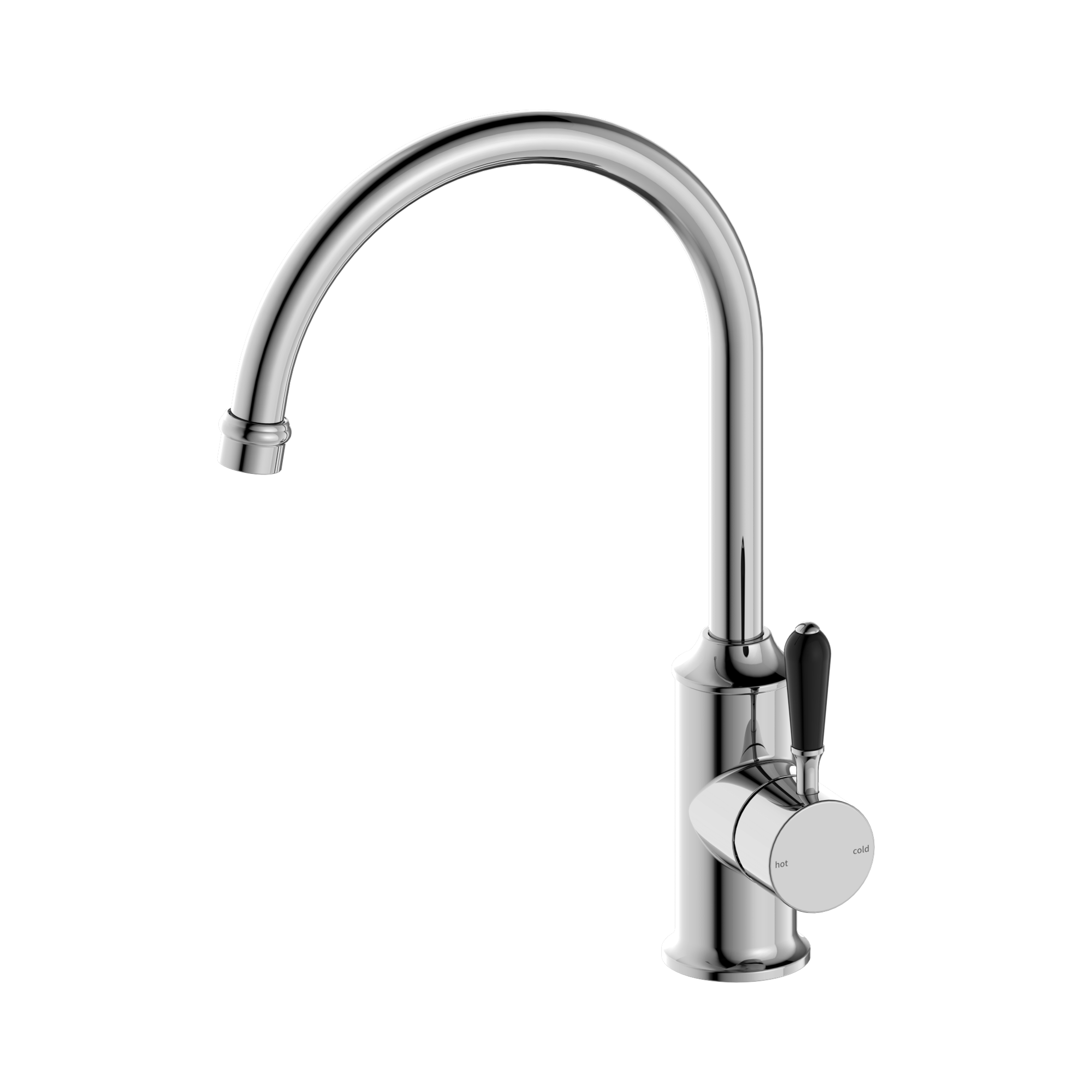 NR69210603 CH York Kitchen Mixer Gooseneck Spout With Black Porcelain Lever Chrome image 1