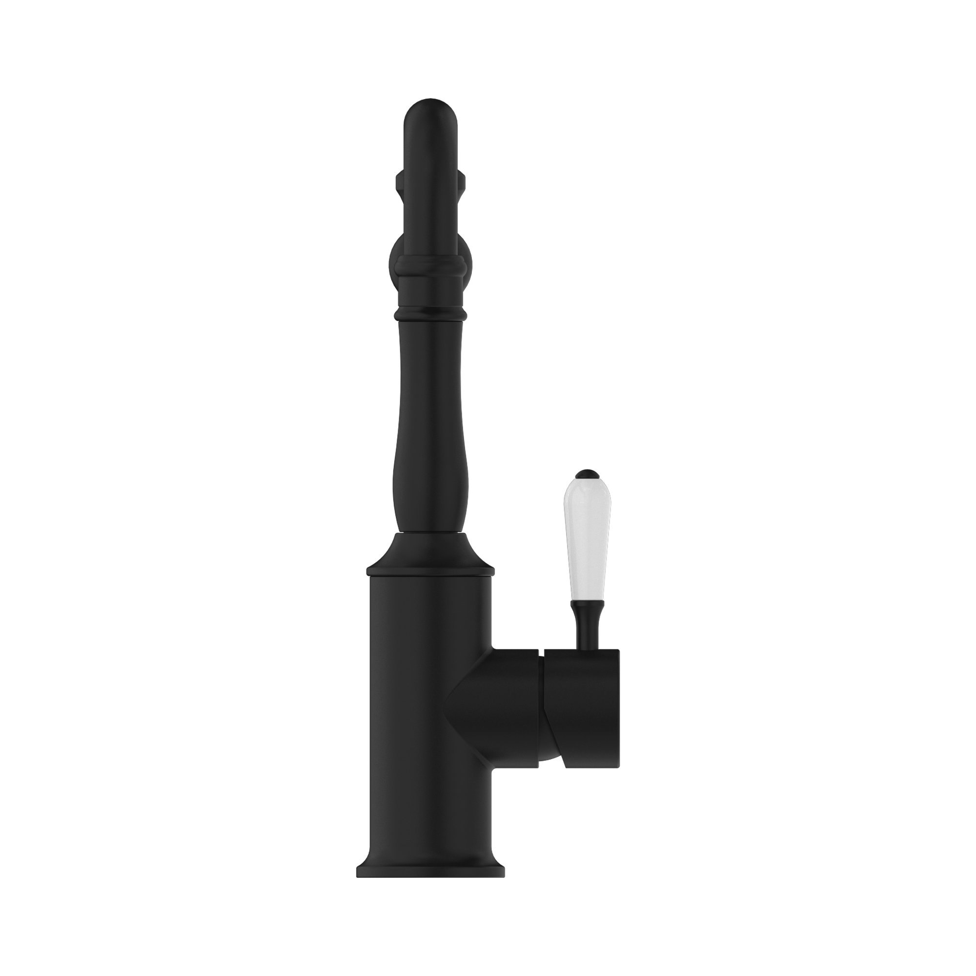 NR69210701 MB York Kitchen Mixer Hook Spout With White Porcelain Lever Matte Black image 2