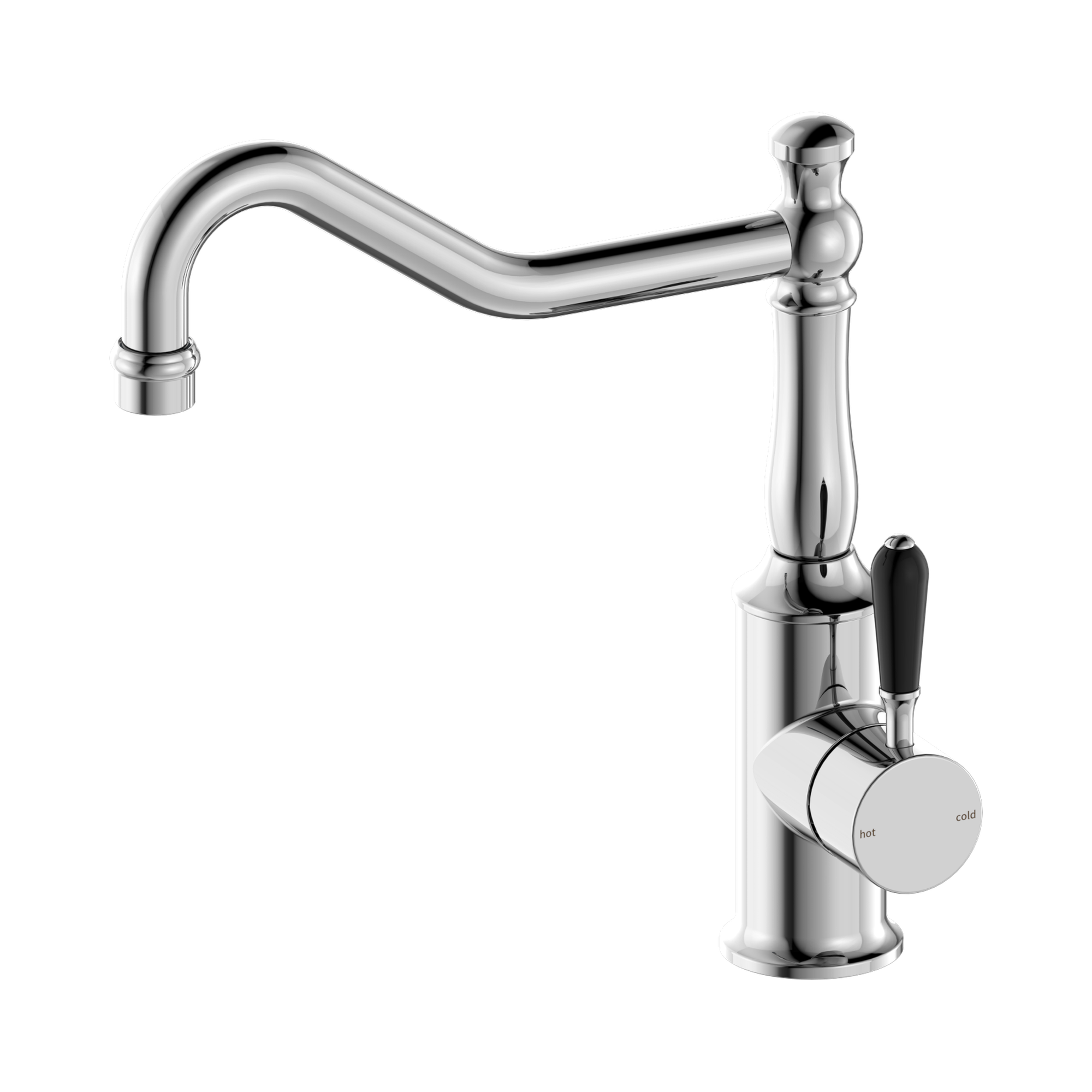 NR69210703 CH York Kitchen Mixer Hook Spout With Black Porcelain Lever Chrome image 1