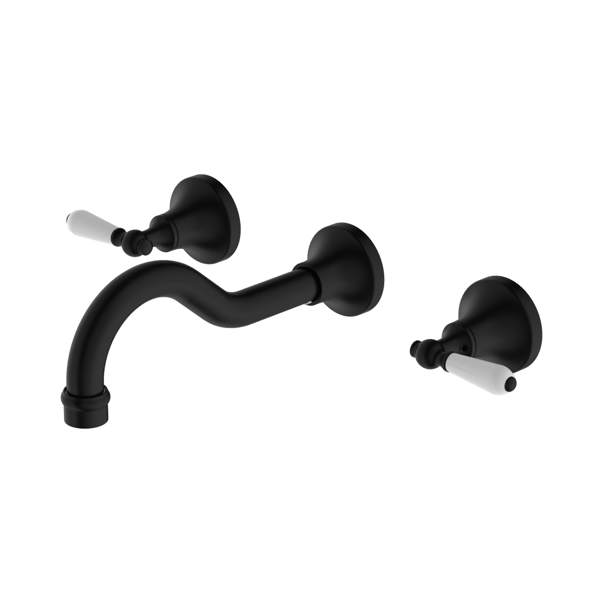 NR692107a01 MB York Wall Basin Set With White Porcelain Lever Matte Black image 1