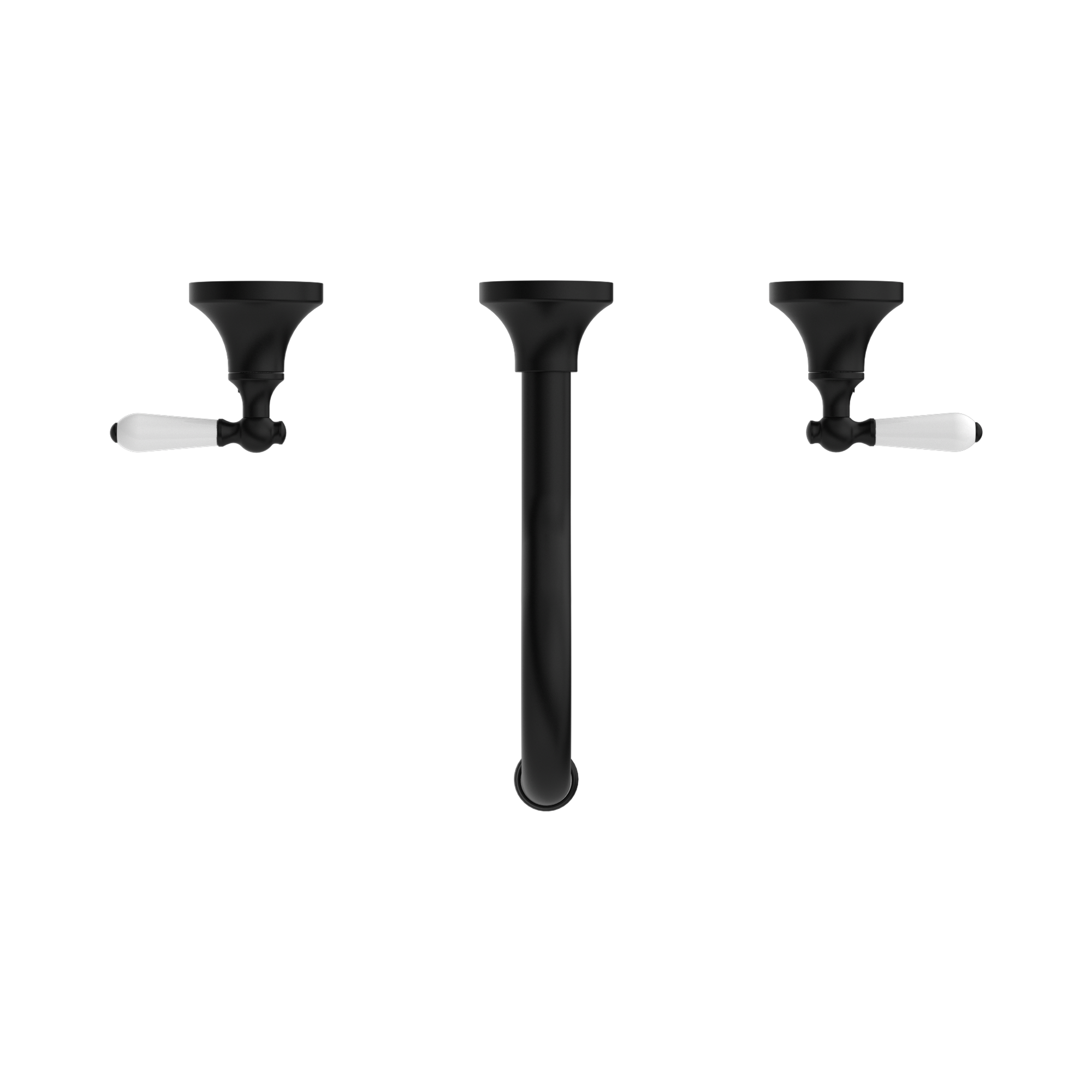 NR692107a01 MB York Wall Basin Set With White Porcelain Lever Matte Black image 2