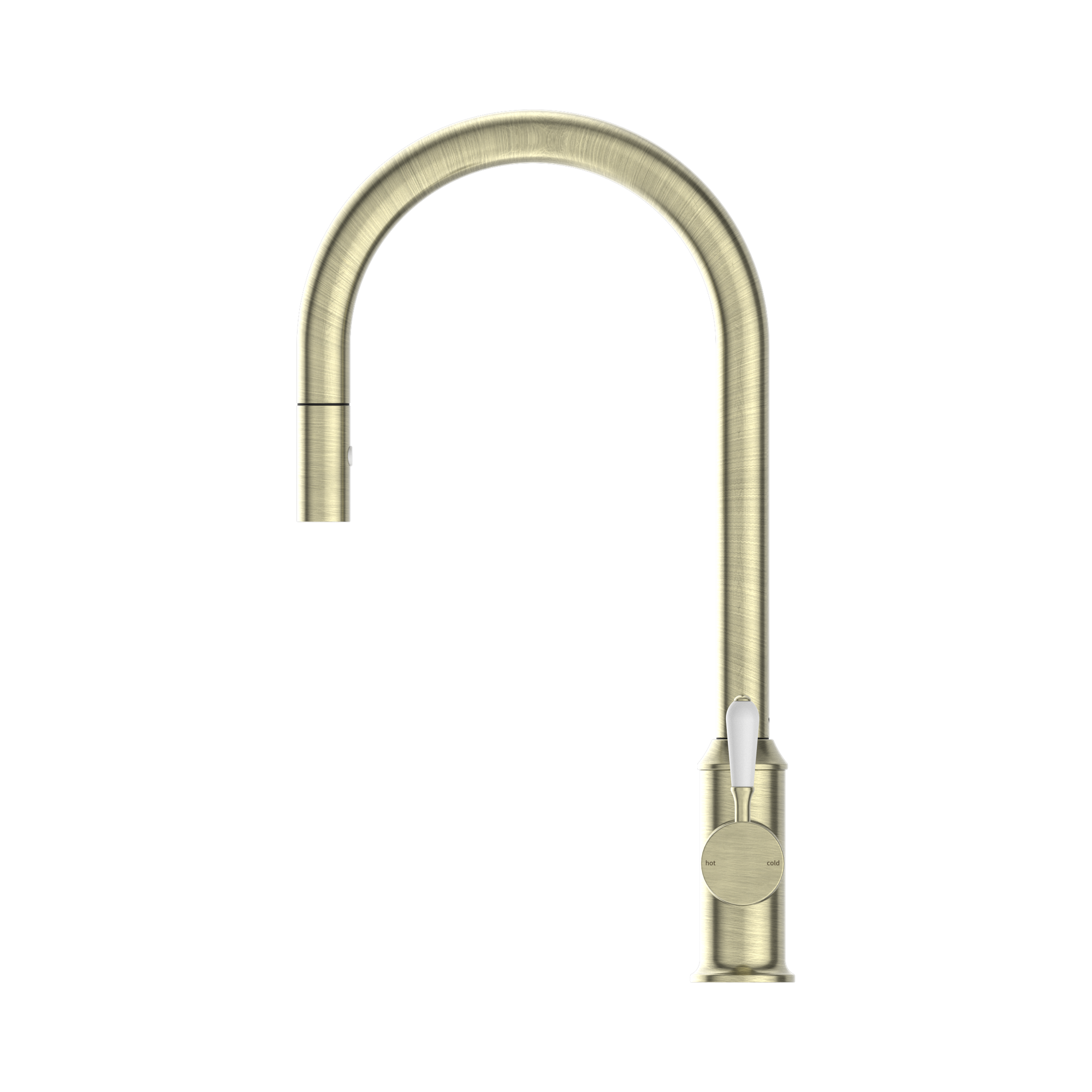 NR69210801 AB York Pull Out Sink Mixer With Vegie Spray Function With White Porcelain Lever Aged Brass image 3