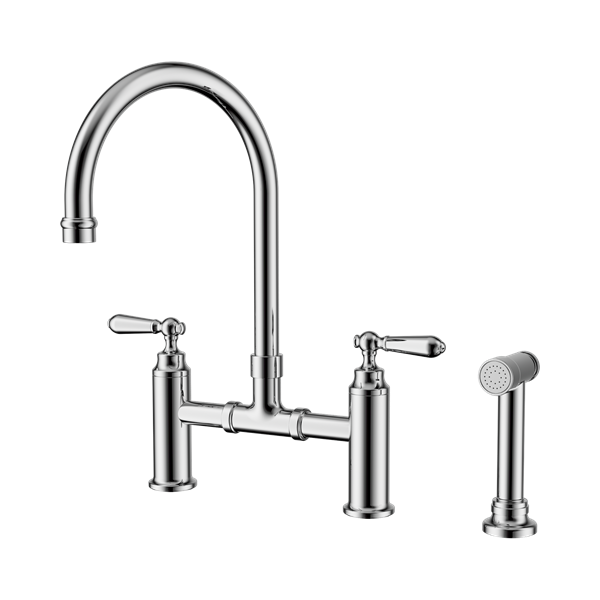 NR692108a CH York Bridge Kitchen Set With Hand Spray Chrome Thumb
