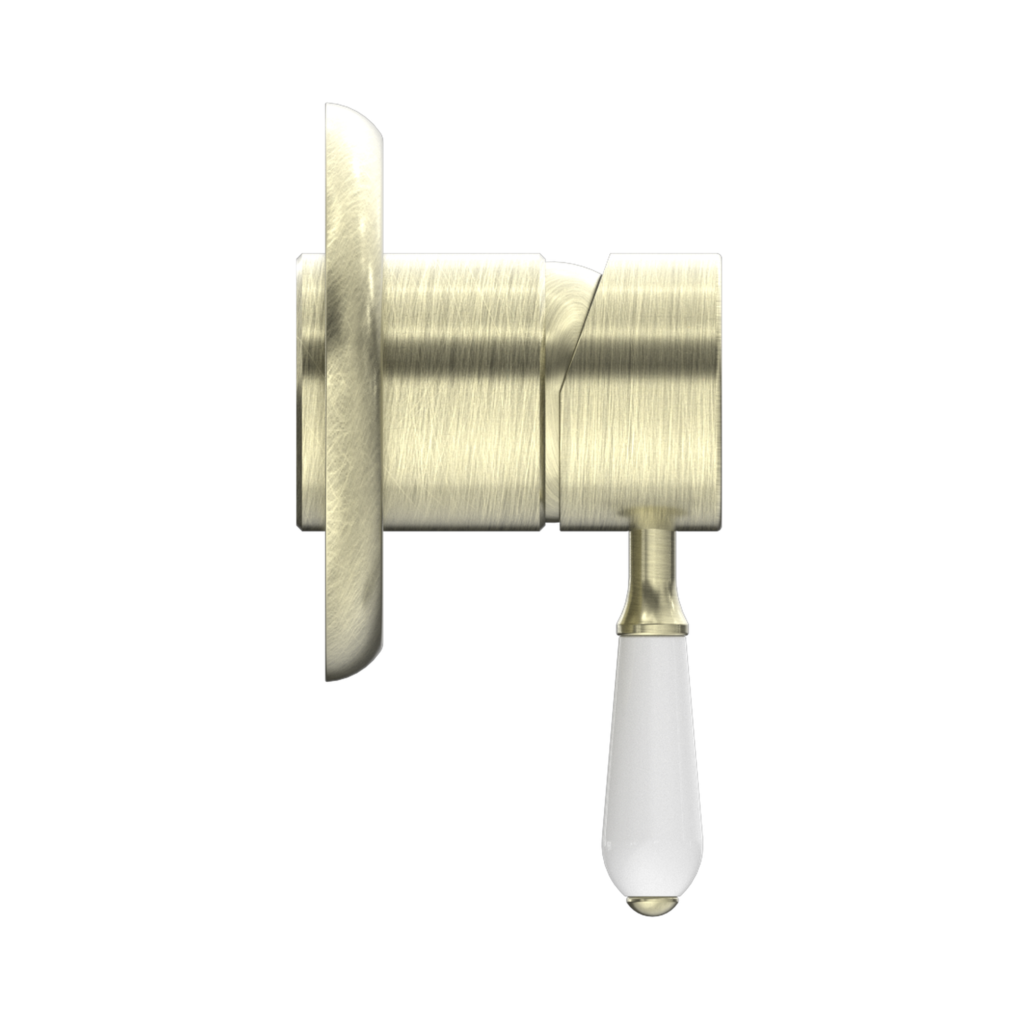 NR69210901 AB York Shower Mixer With White Porcelain Lever Aged Brass image 3
