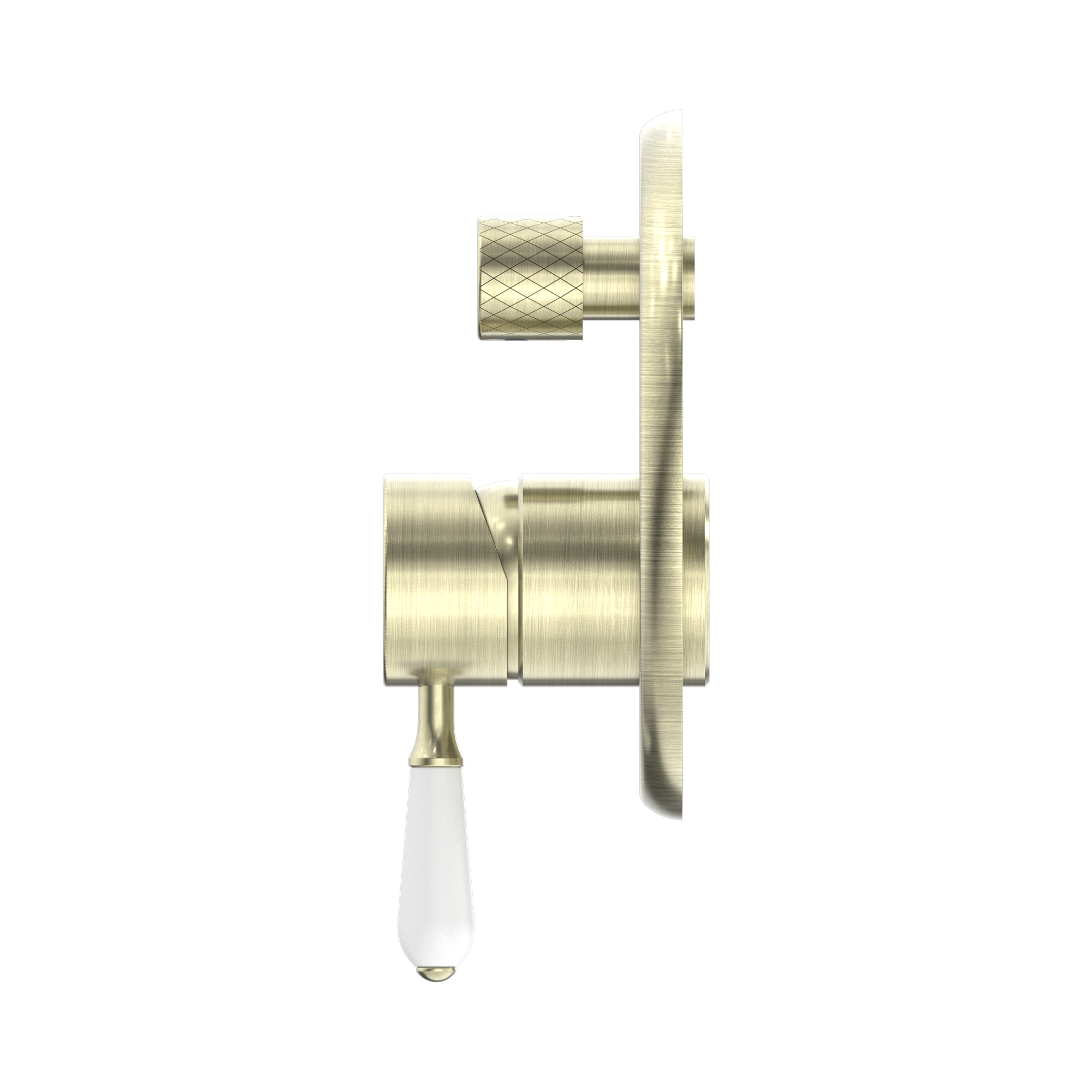NR692109a01 AB York Shower Mixer With Divertor With White Porcelain Lever Aged Brass image 3