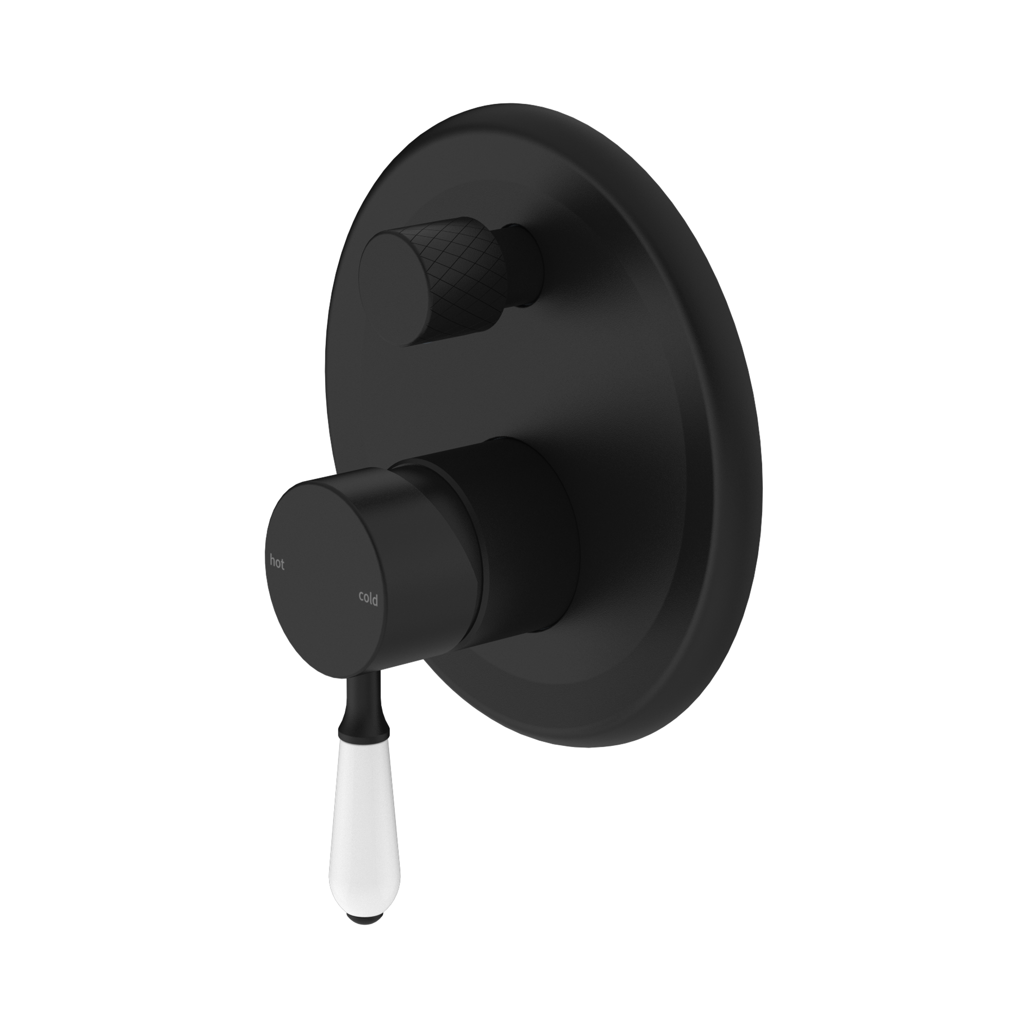 NR692109a01 MB York Shower Mixer With Divertor With White Porcelain Lever Matte Black image 1