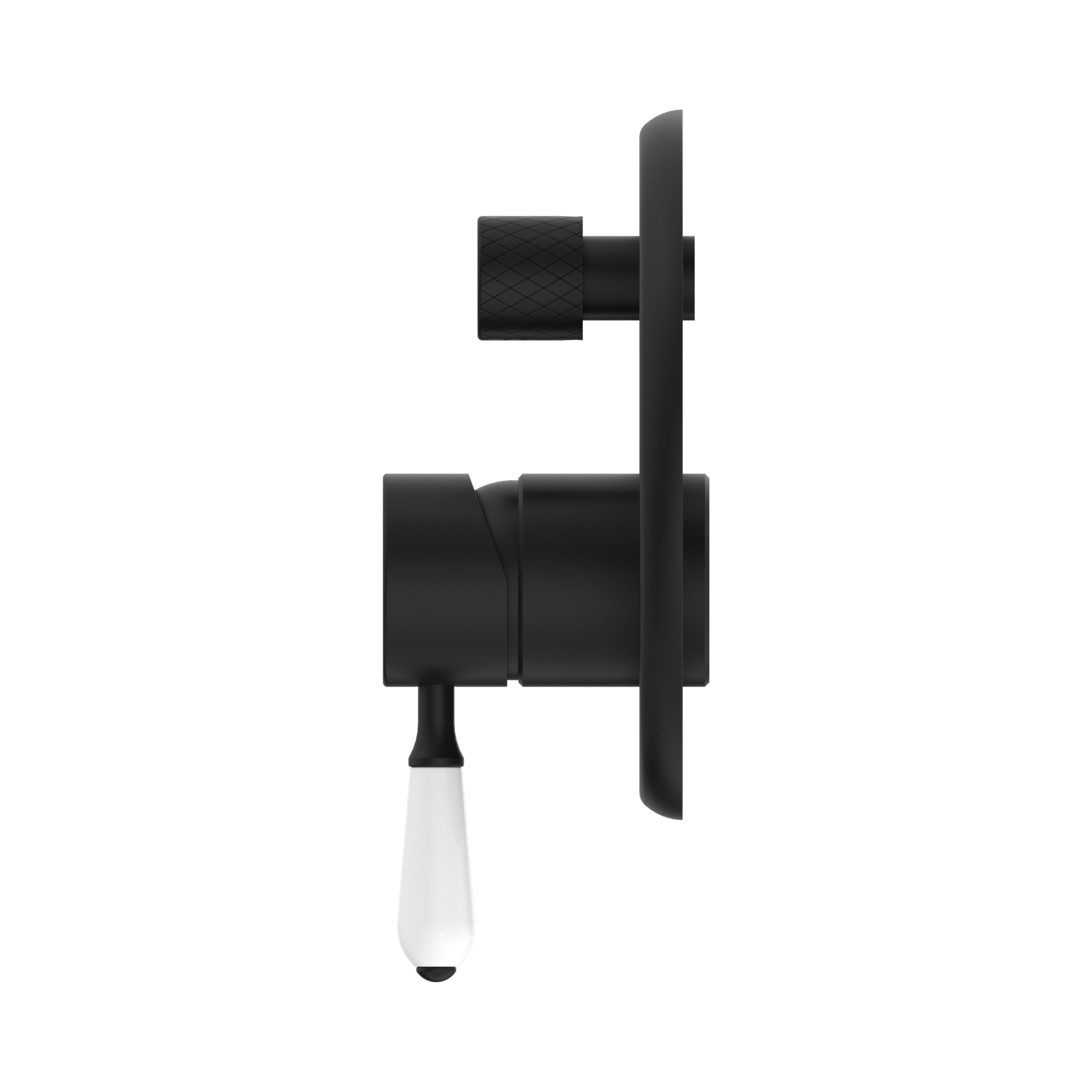 NR692109a01 MB York Shower Mixer With Divertor With White Porcelain Lever Matte Black image 3