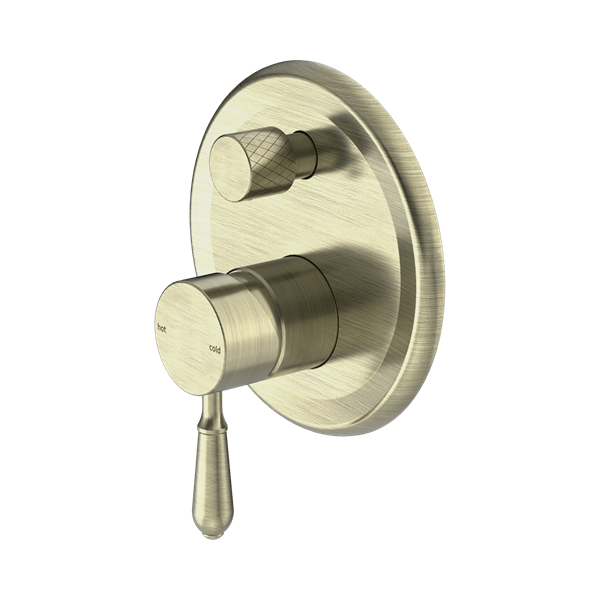 NR692109a02 AB York Shower Mixer With Divertor With Metal Lever Aged Brass Thumb
