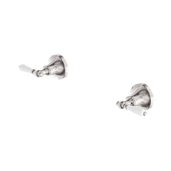 NR692109b01 BN York Wall Top Assemblies With White Porcelain Lever Brushed Nickel Thumb