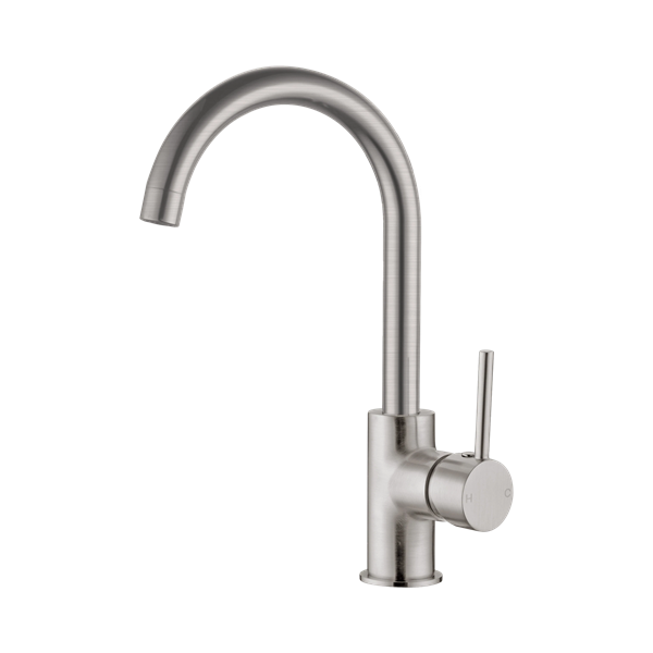 NRA250807 BN Dolce Kitchen Mixer Gooseneck All Pressure Brushed Nickel Thumb
