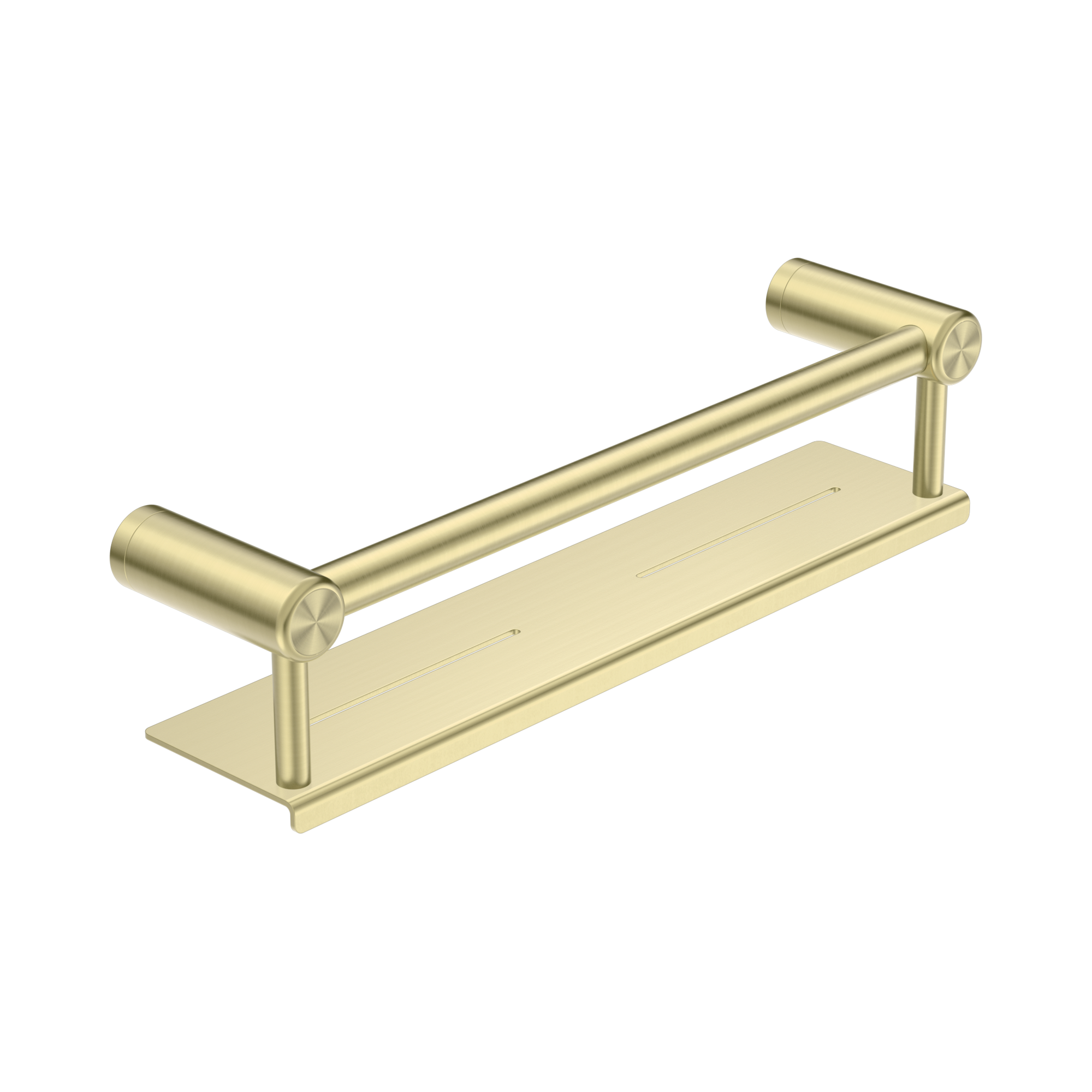 NRCR2518 CBG Mecca Care 25mm Grab Rail With Shelf 450mm Brushed Gold image 1