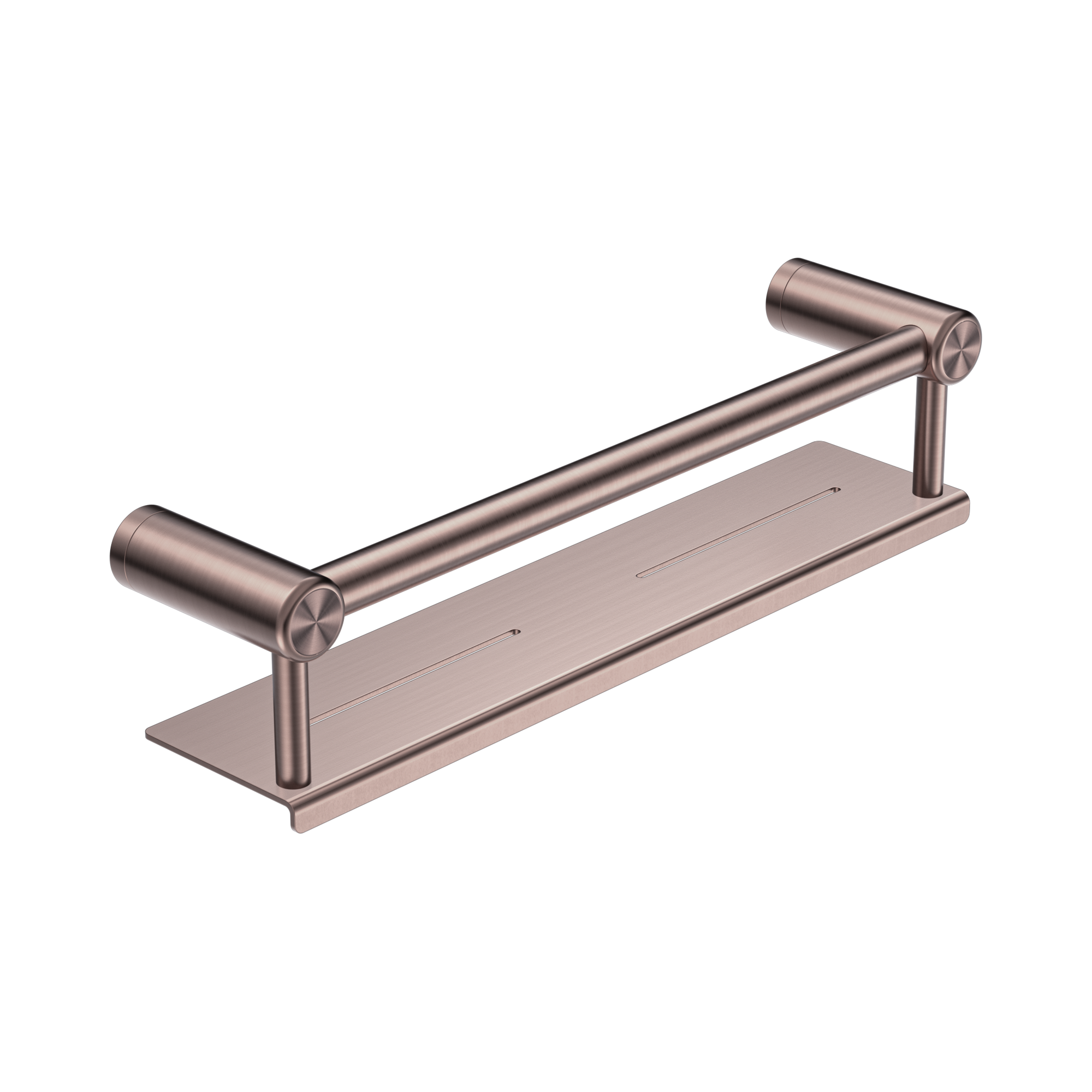 NRCR2518 CBZ Mecca Care 25mm Grab Rail With Shelf 450mm Brushed Bronze image 1