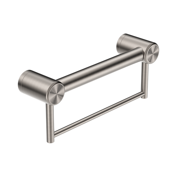 NRCR3212 BBN Mecca Care 32mm Grab Rail With Towel Holder 300mm Brushed Nickel Thumb