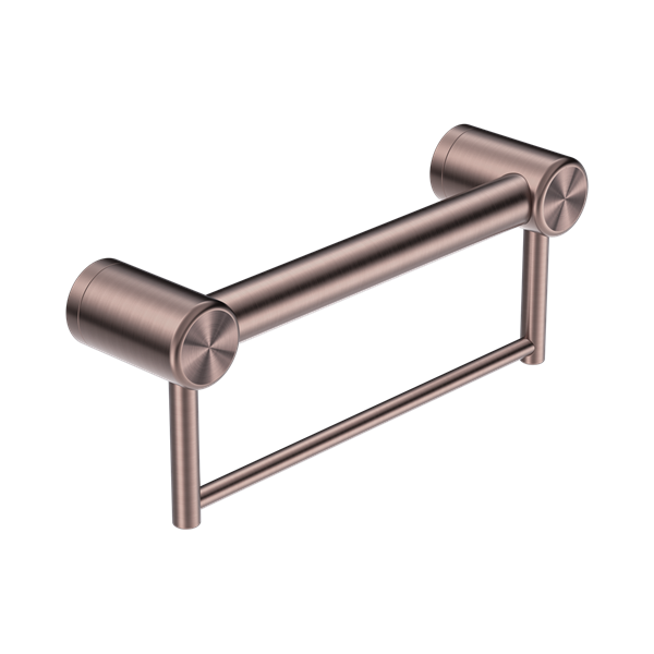 NRCR3212 BBZ Mecca Care 32mm Grab Rail With Towel Holder 300mm Brushed Bronze Thumb