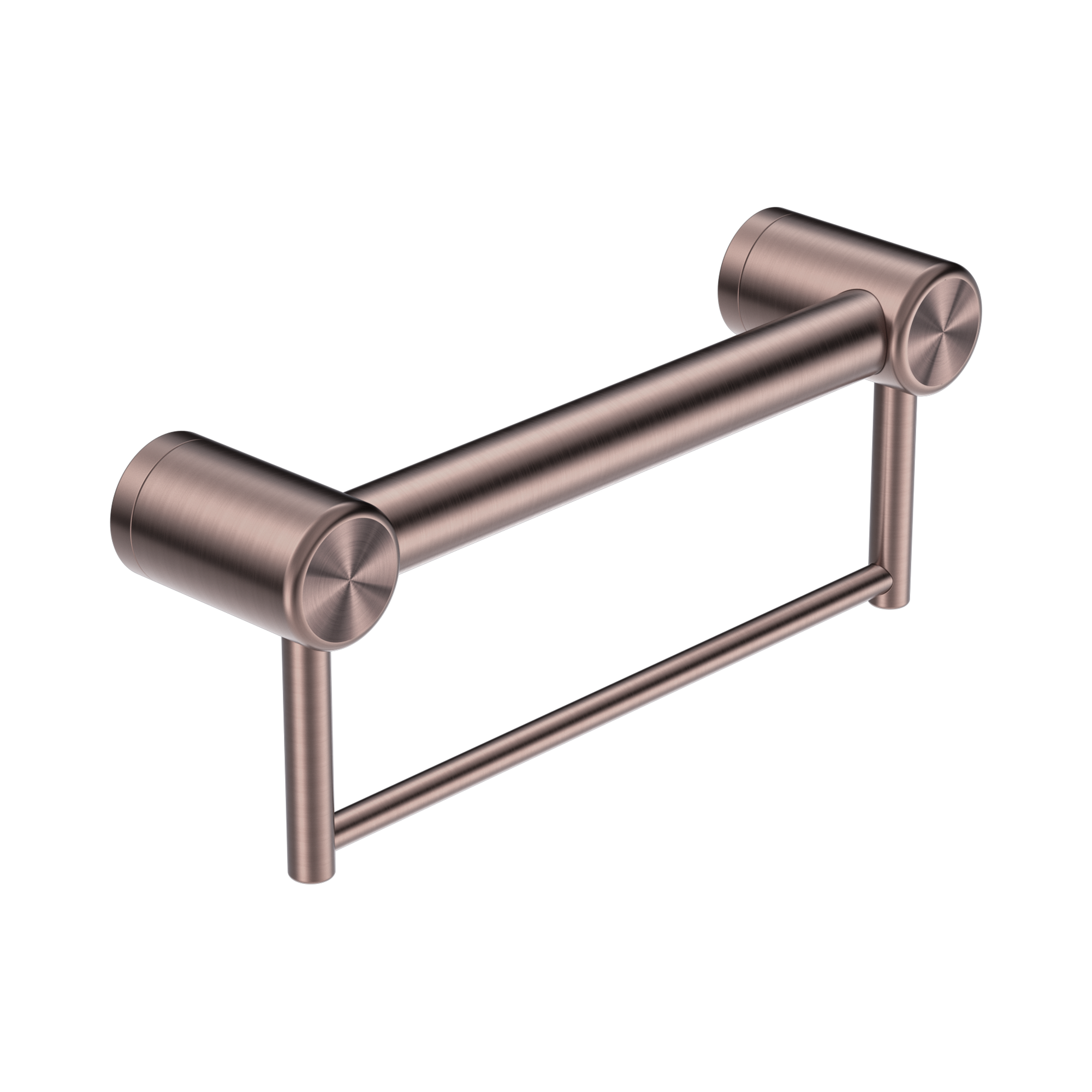 NRCR3212 BBZ Mecca Care 32mm Grab Rail With Towel Holder 300mm Brushed Bronze image 1