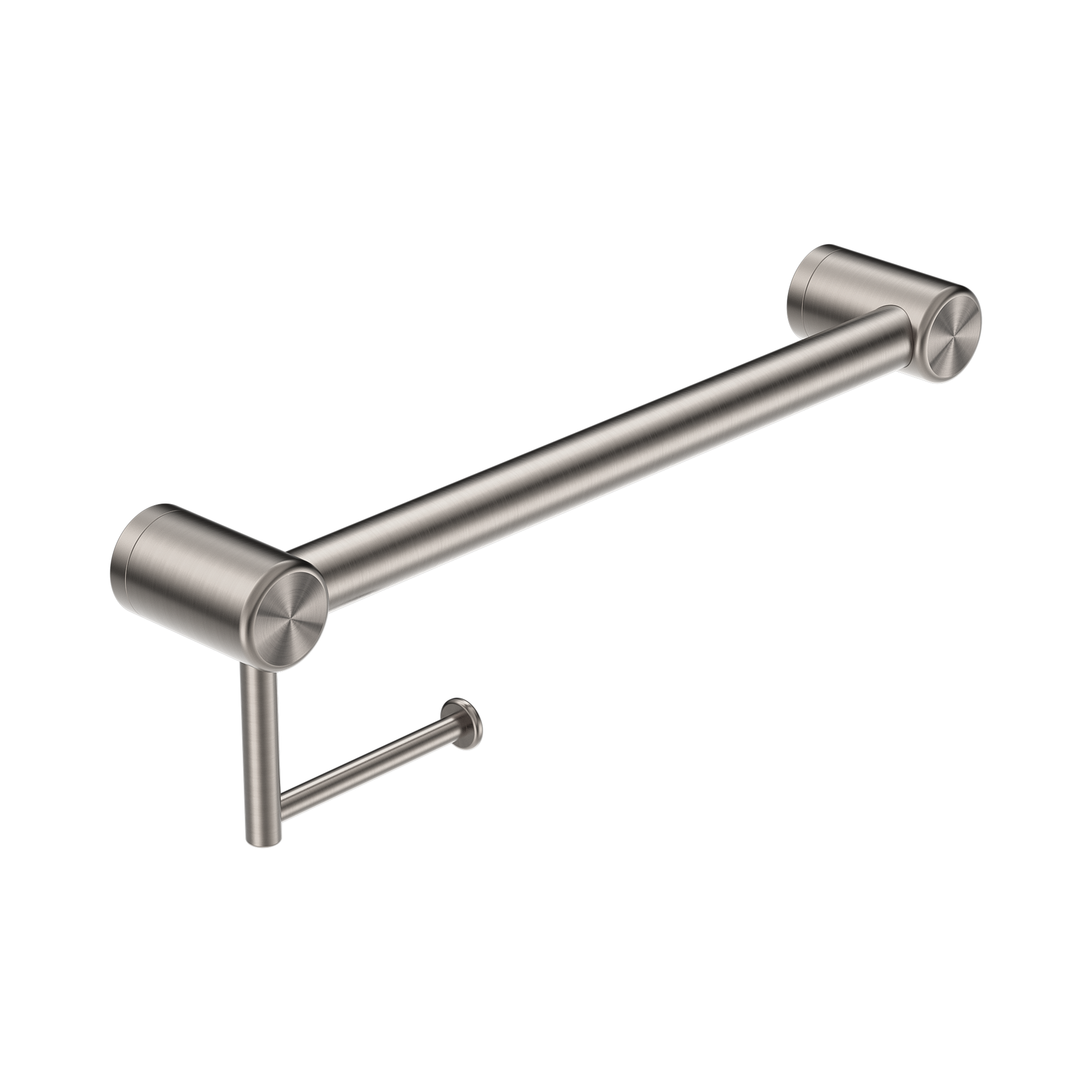 NRCR3218 ABN Mecca Care 32mm Grab Rail With Toilet Roll Holder 450mm Brushed Nickel image 1