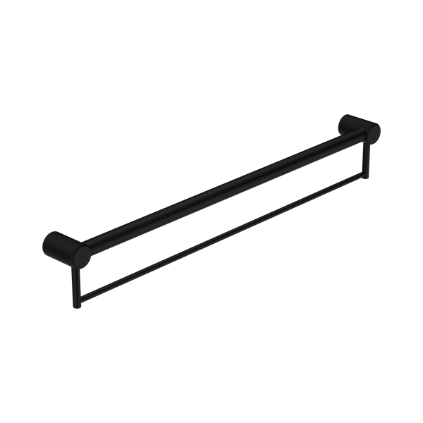 NRCR3230 BMB Mecca Care 32mm Grab Rail With Towel Holder 900mm Matte Black Thumb