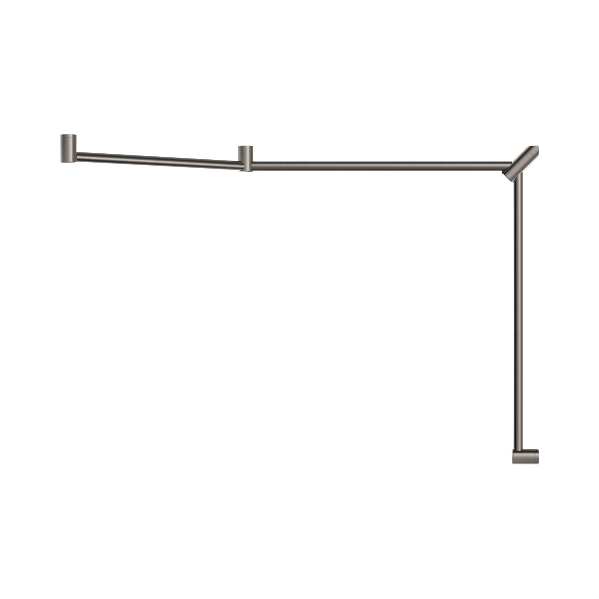 NRCR3245 CBN Mecca Care 32mm DDA Toilet Grab Rail Set 45 Degree Continuous 750 X965 X1025mm Brushed Nickel image 2