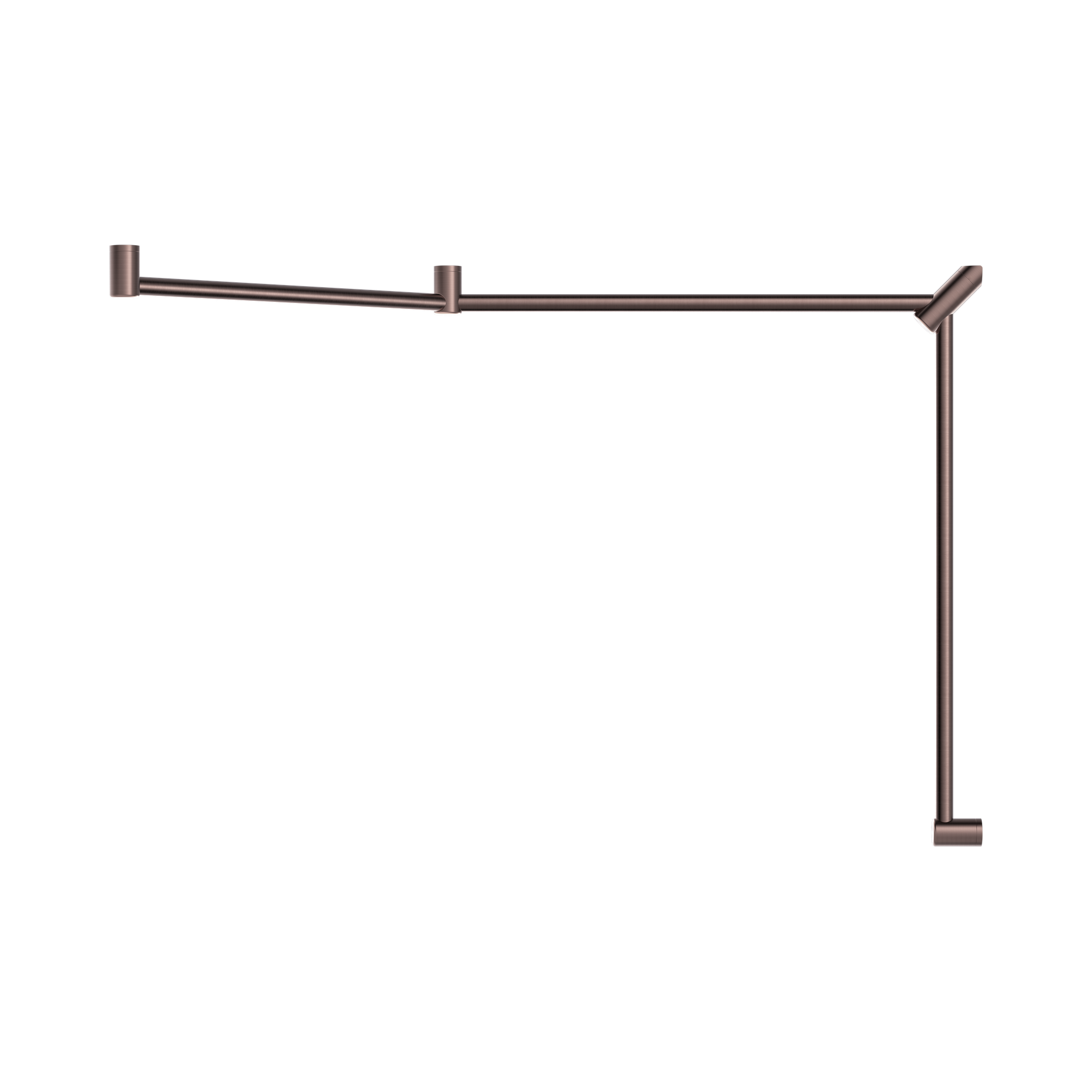 NRCR3245 CBZ Mecca Care 32mm DDA Toilet Grab Rail Set 45 Degree Continuous 750 X965 X1025mm Brushed Bronze image 2
