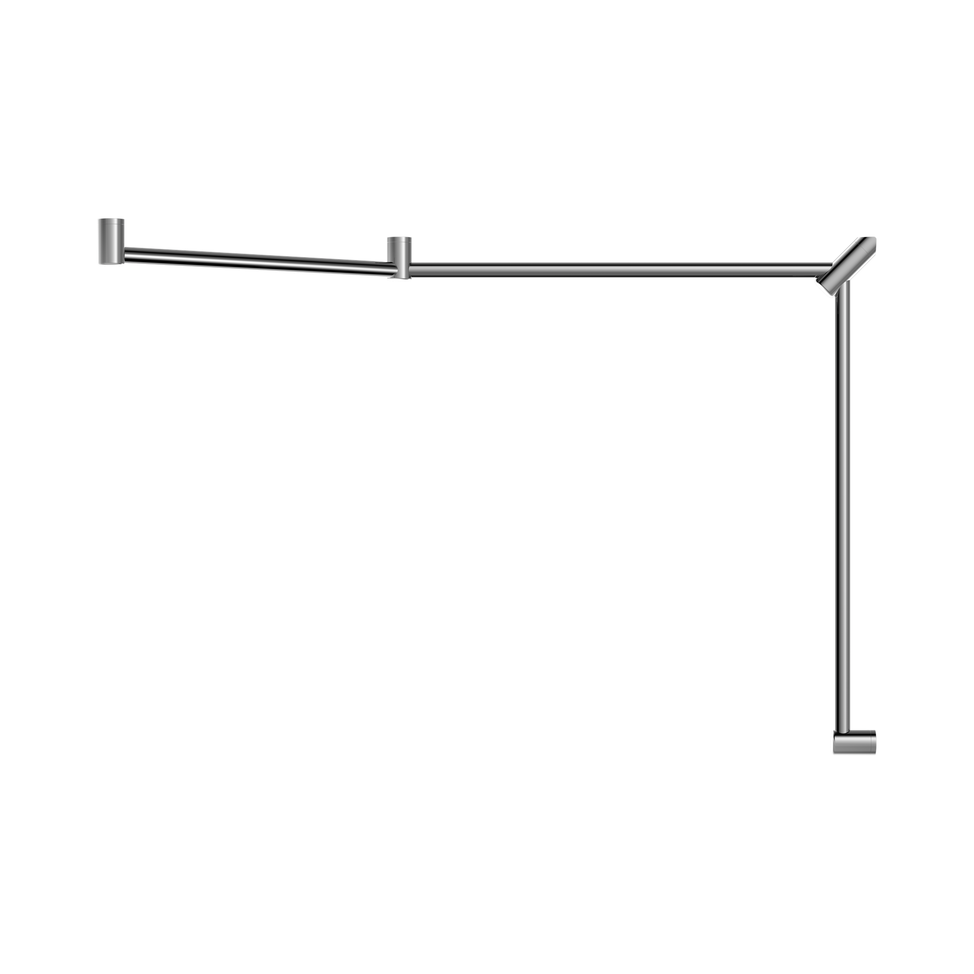NRCR3245 CCH Mecca Care 32mm DDA Toilet Grab Rail Set 45 Degree Continuous 750 X965 X1025mm Chrome image 2