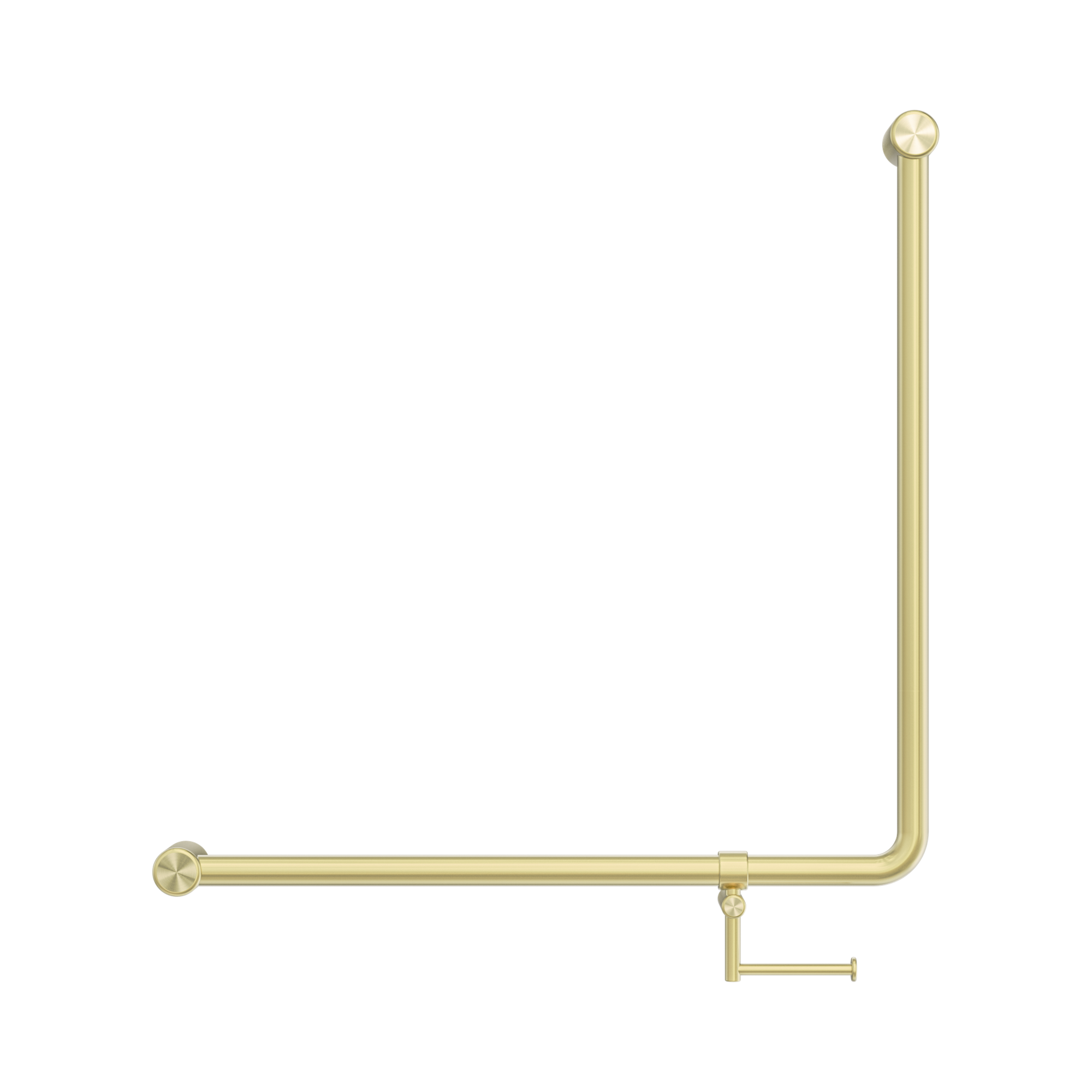 NRCR3290bh BG Mecca Care 32mm 90 Degree Bent Tube Grab Rail 750 X750mm With Toilet Roll Holder Brushed Gold image 2