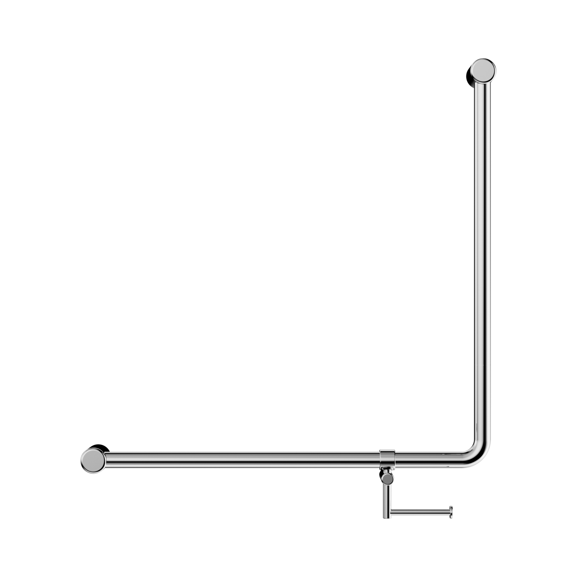 NRCR3290bh CH Mecca Care 32mm 90 Degree Bent Tube Grab Rail 750 X750mm With Toilet Roll Holder Chrome image 2