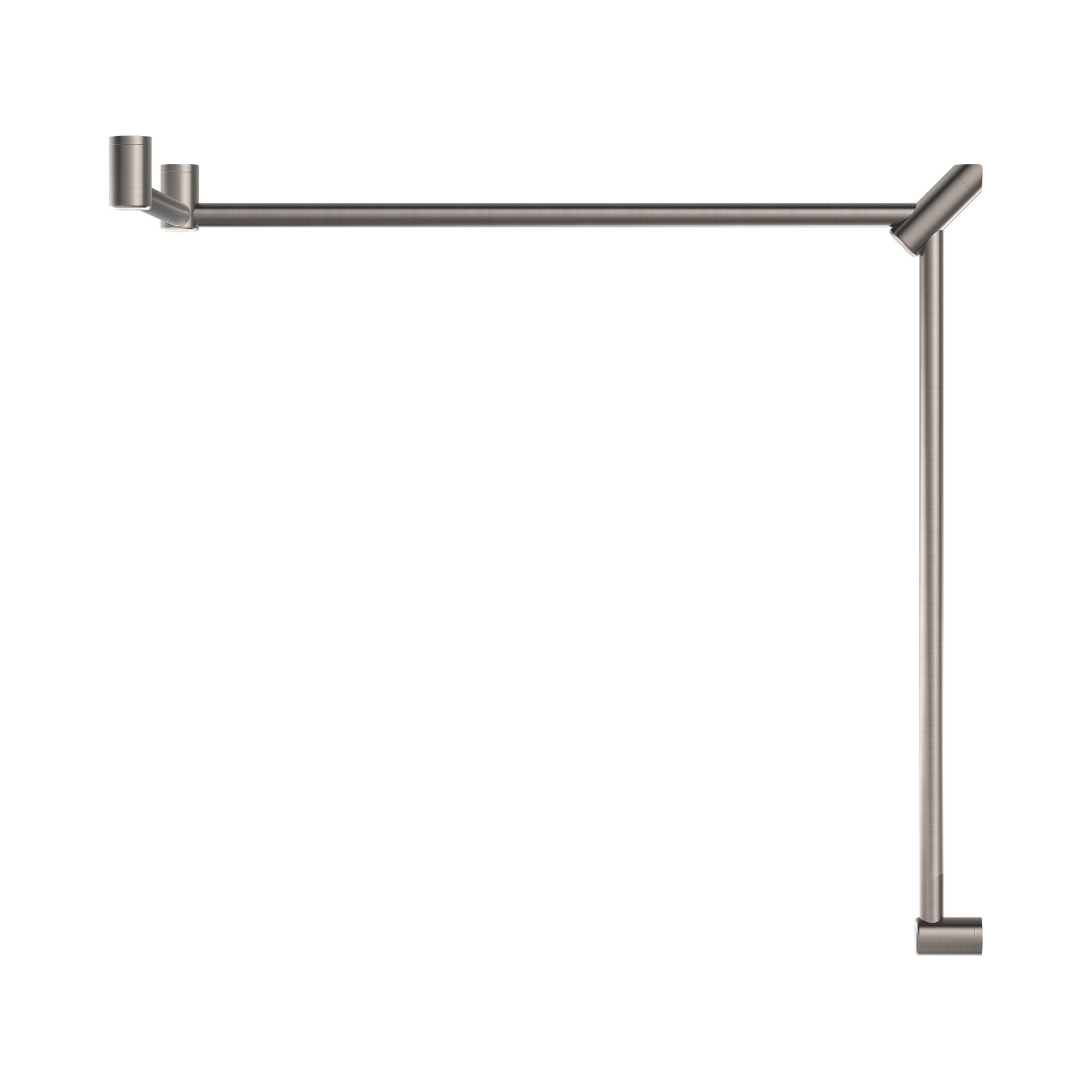 NRCR3290c BN Mecca Care 32mm DDA Toilet Grab Rail Set 90 Degree Continuous 600 X1065 X1025mm Brushed Nickel image 2