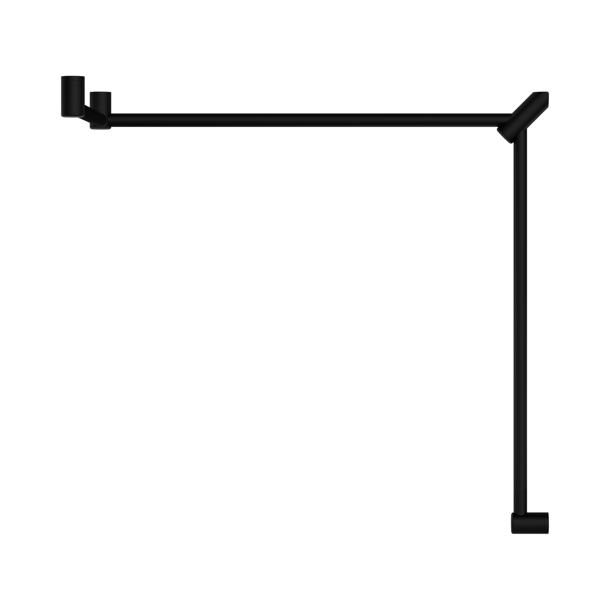 NRCR3290c MB Mecca Care 32mm DDA Toilet Grab Rail Set 90 Degree Continuous 600 X1065 X1025mm Matte Black image 2