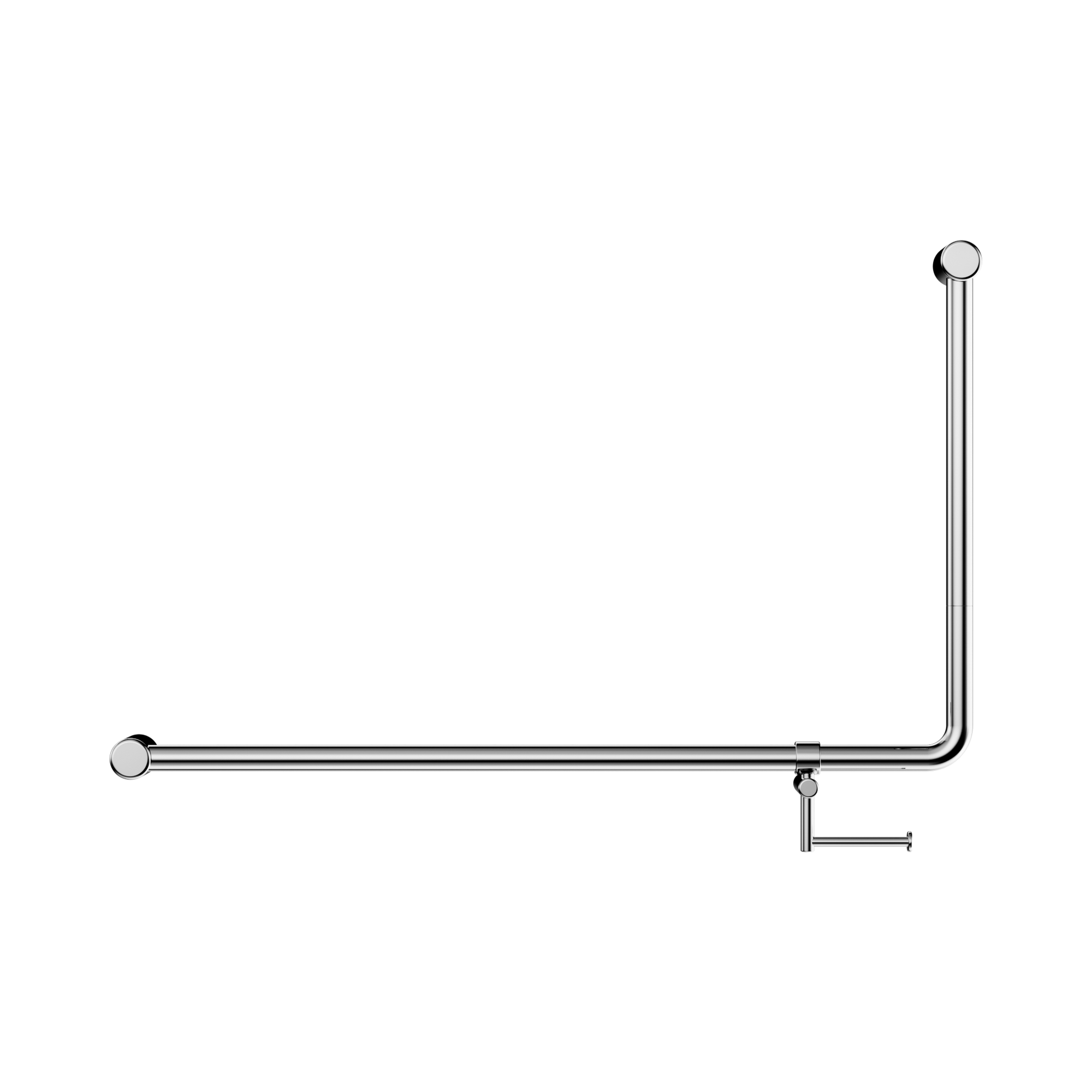 NRCR3290eh CH Mecca Care 32mm DDA 90 Degree Bent Tube Grab Rail 600 X1000mm With Toilet Roll Holder Chrome image 2