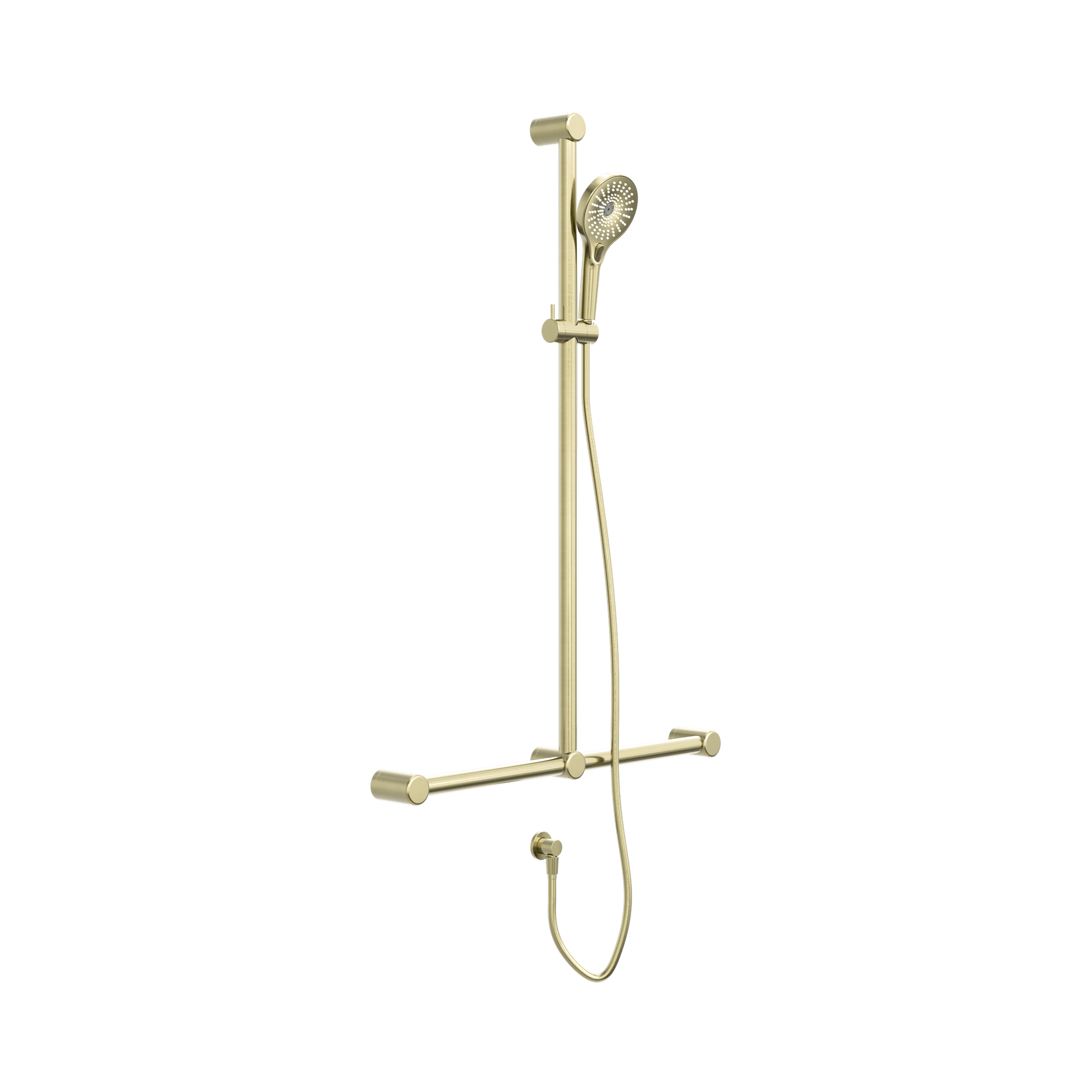 NRCS006 BG Mecca Care 32mm T Bar Grab Rail And Adjustable Shower Set 1100 X750mm Brushed Gold image 1